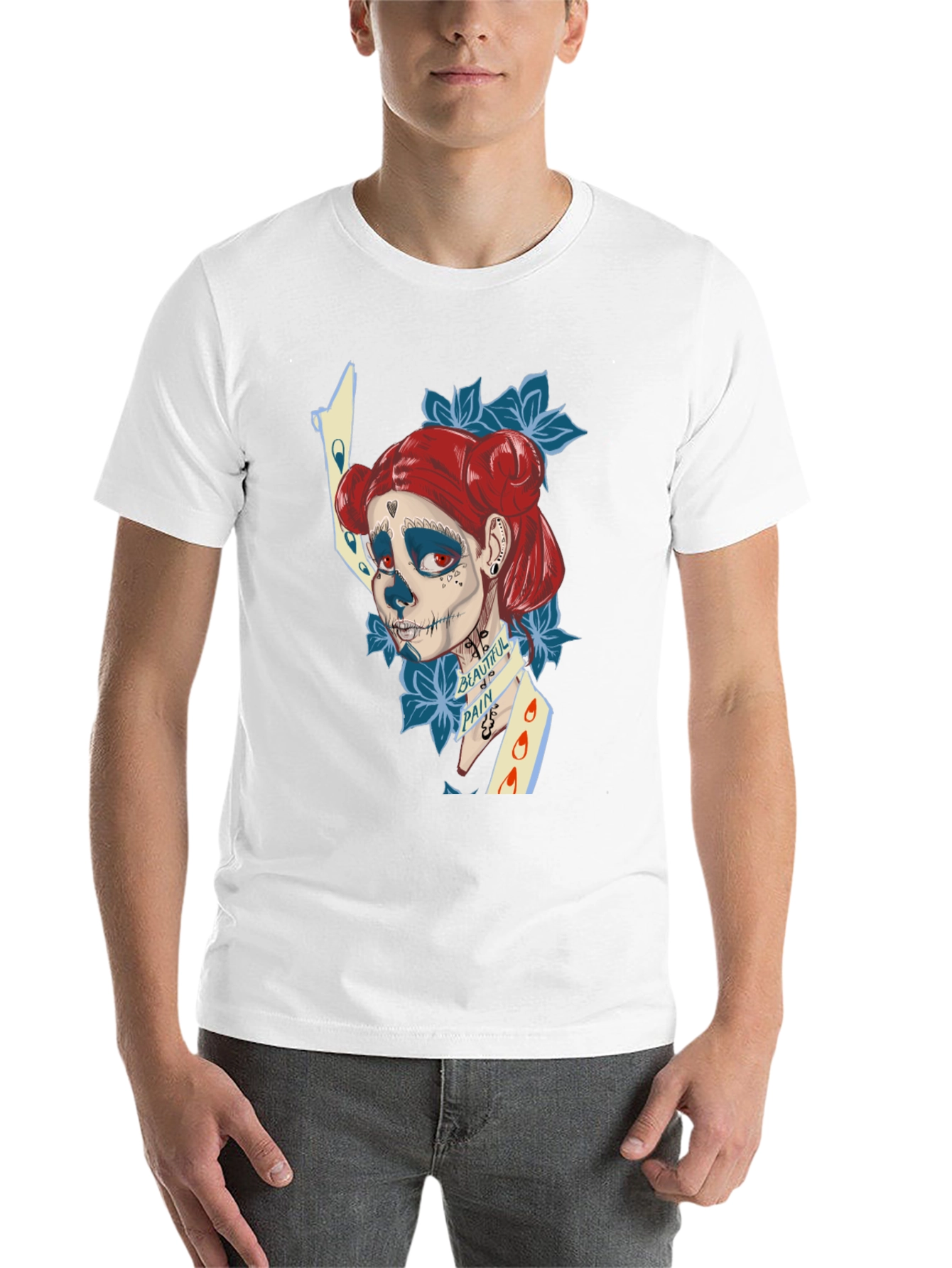 Black Sugar Skull Art T-Shirt view 14