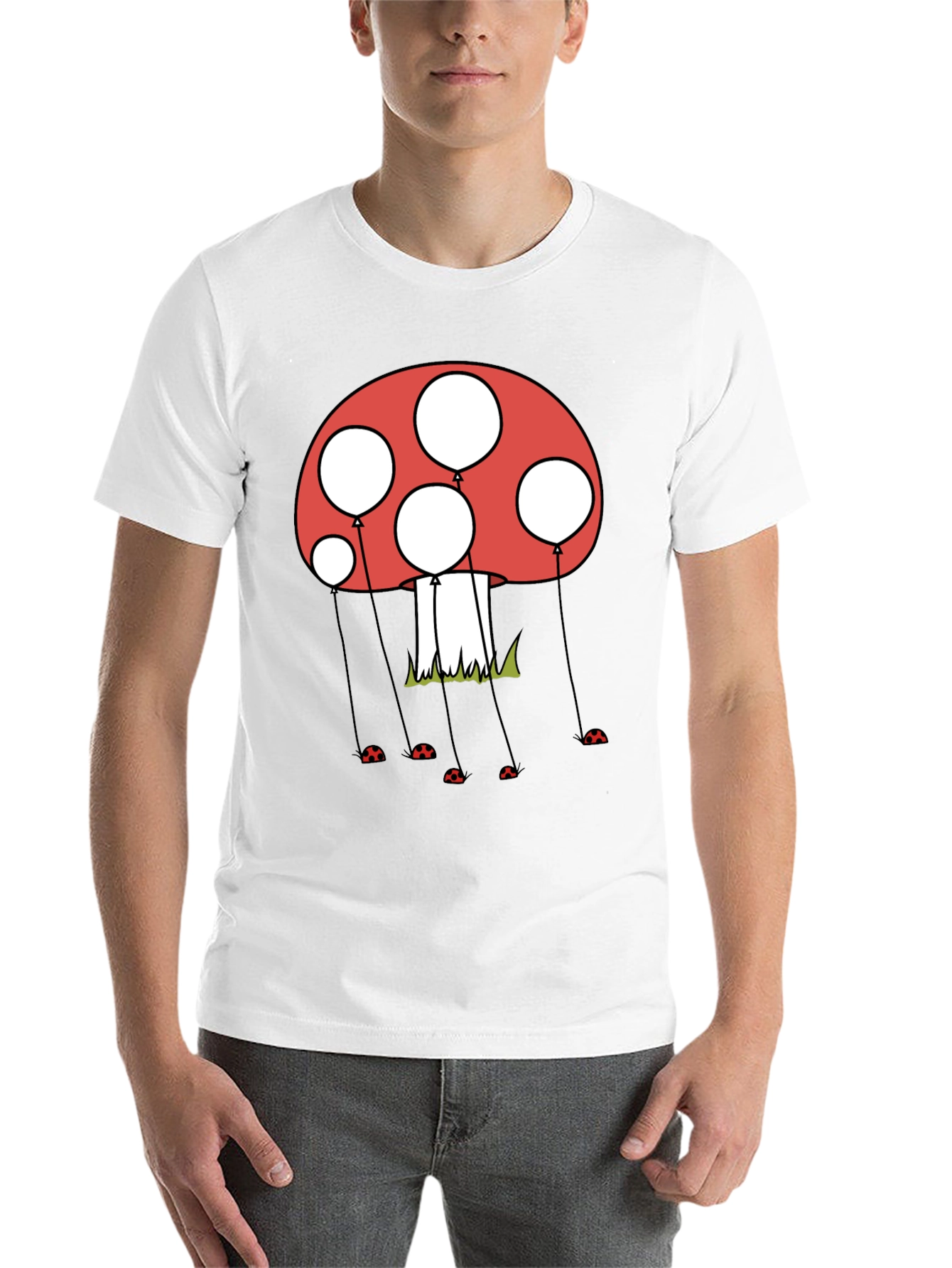 Black Mushroom Balloon Graphic Tee - Black Cotton Blend view 14