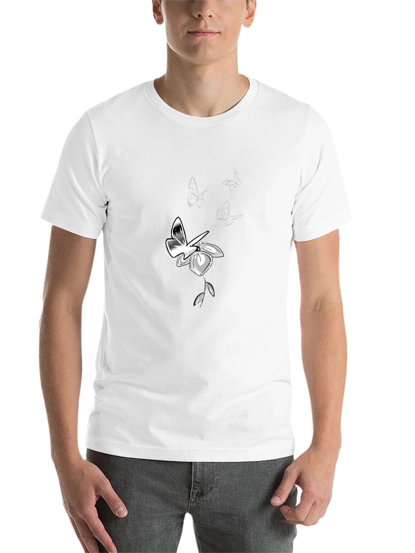 Black Butterfly & Flower Graphic Tee view 14