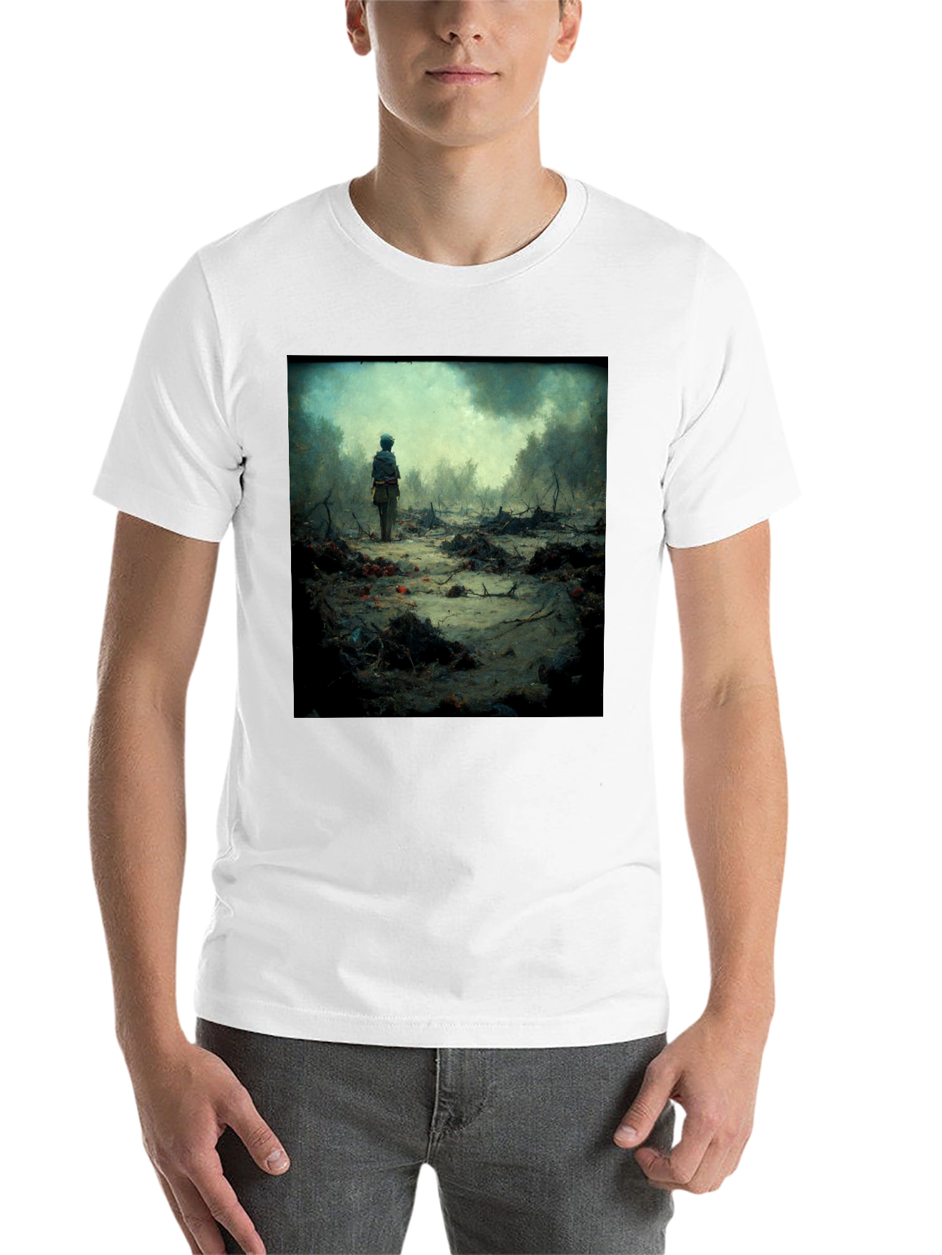Black Artistic Scene Printed T-Shirt view 14