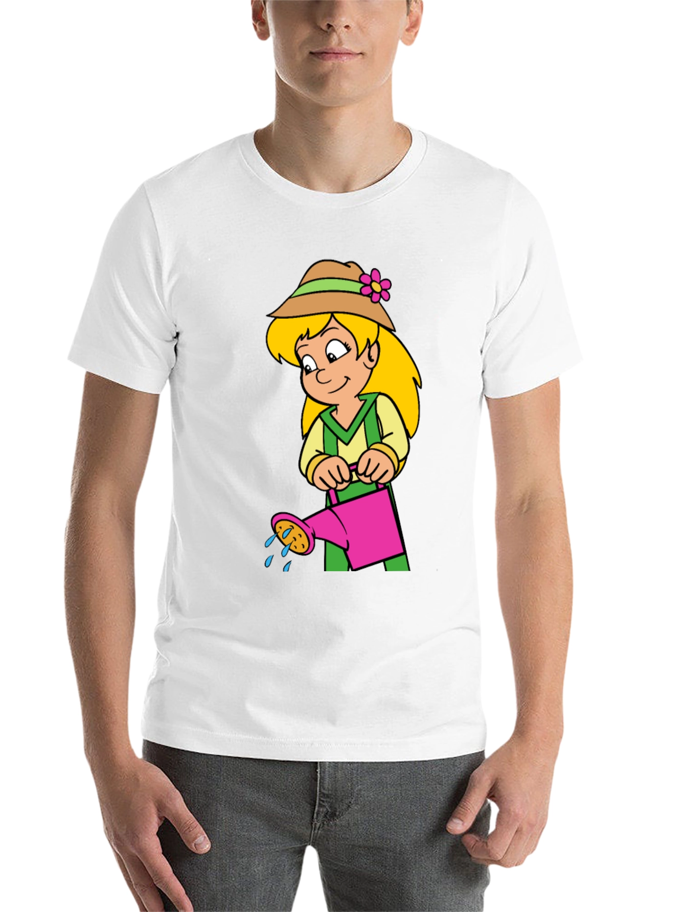 Black Gardener Girl Cartoon T-Shirt view 14