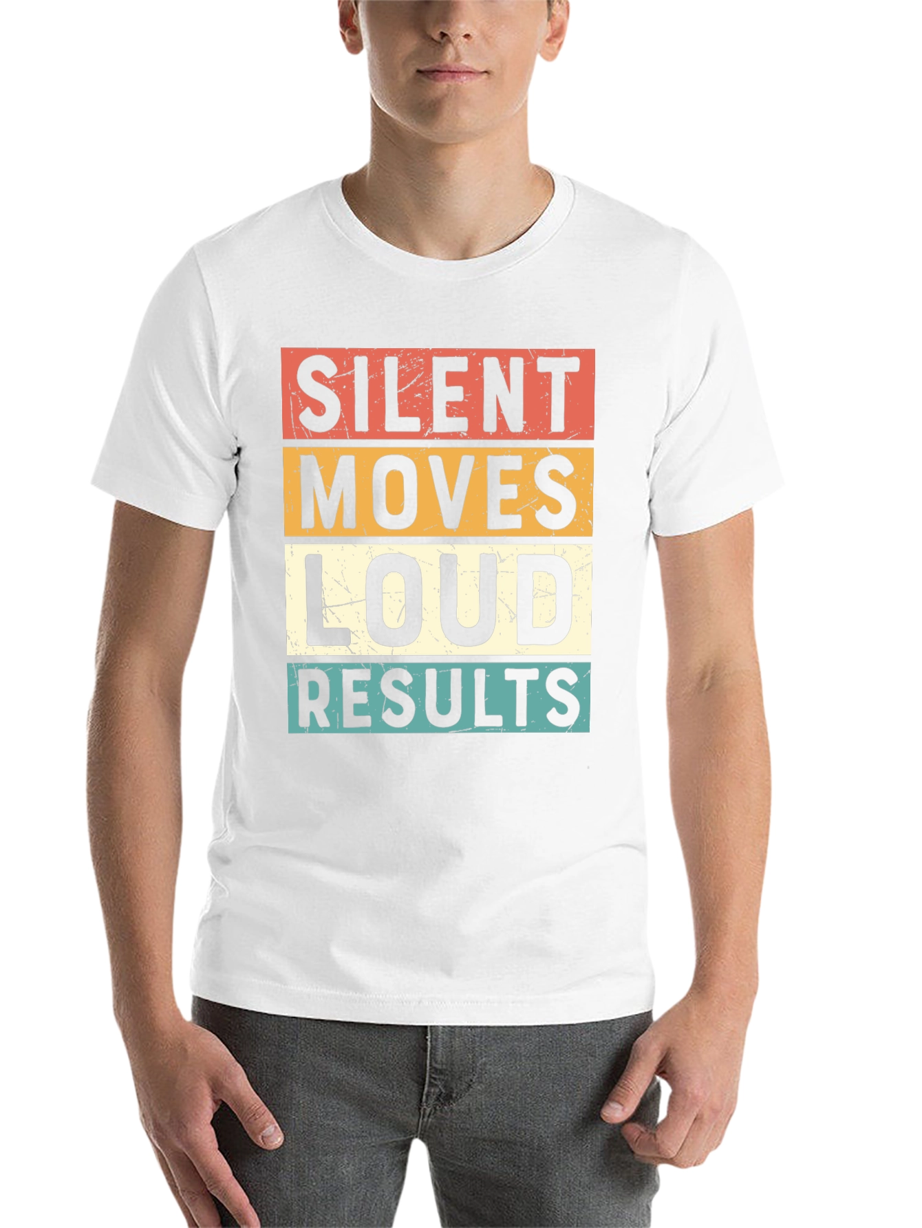 Black Silent Moves Loud Results Graphic Tee view 14