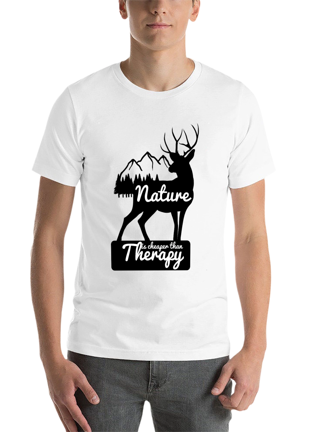 Black Nature is Cheaper Than Therapy Graphic T-Shirt view 14