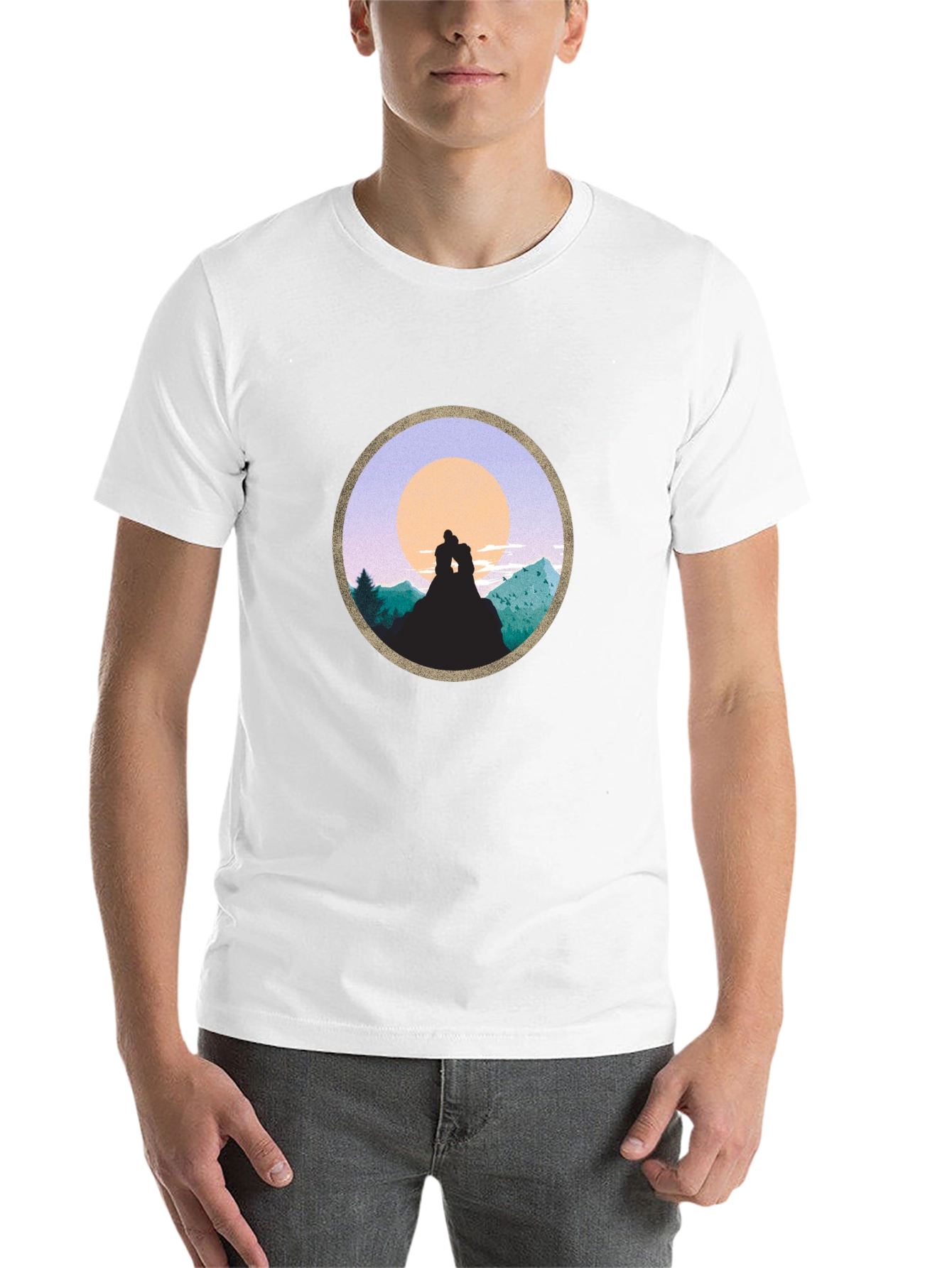 Black Romantic Sunset Mountain T-Shirt view 14