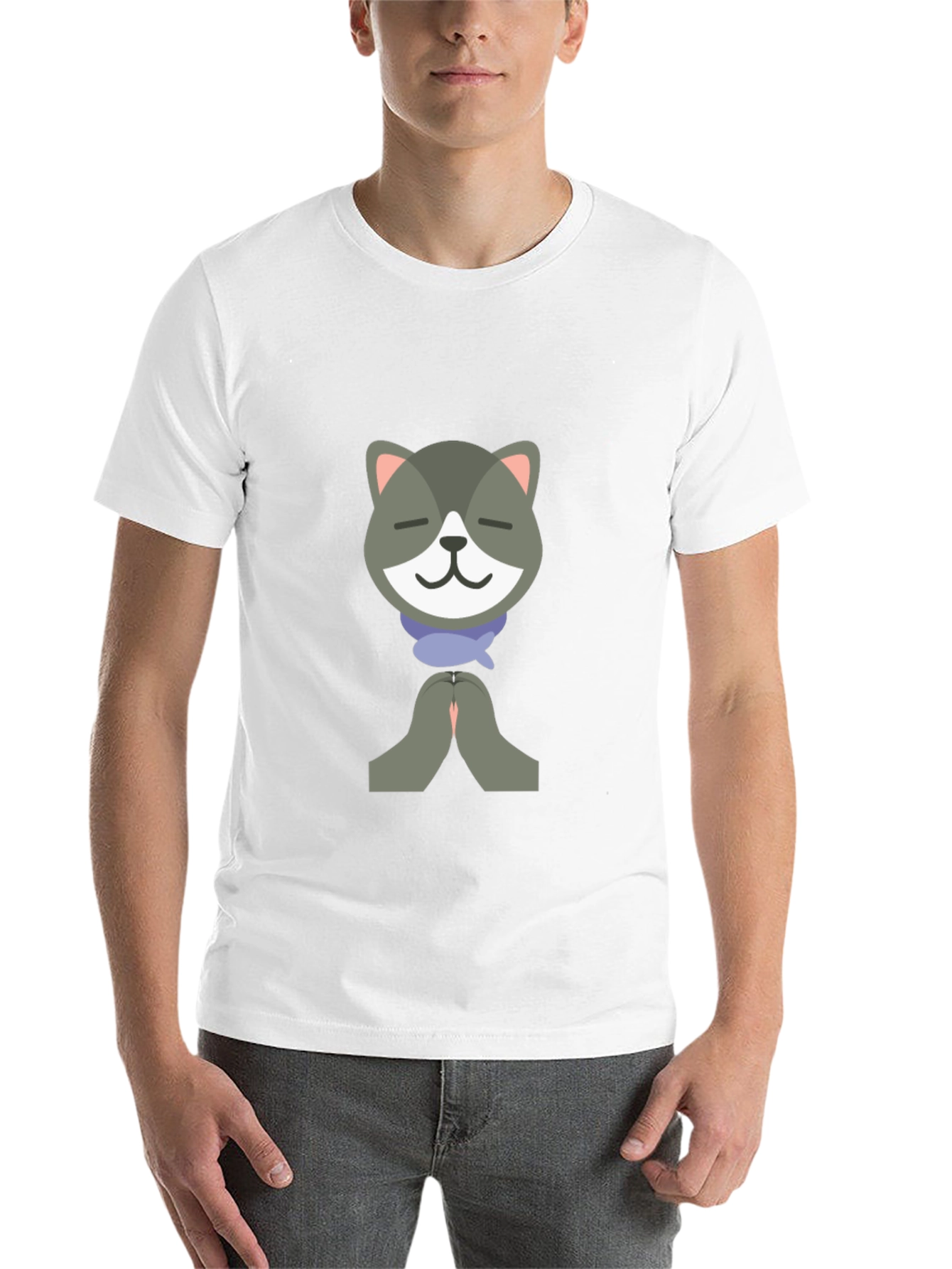 Black Namaste Cat Graphic T-Shirt view 14