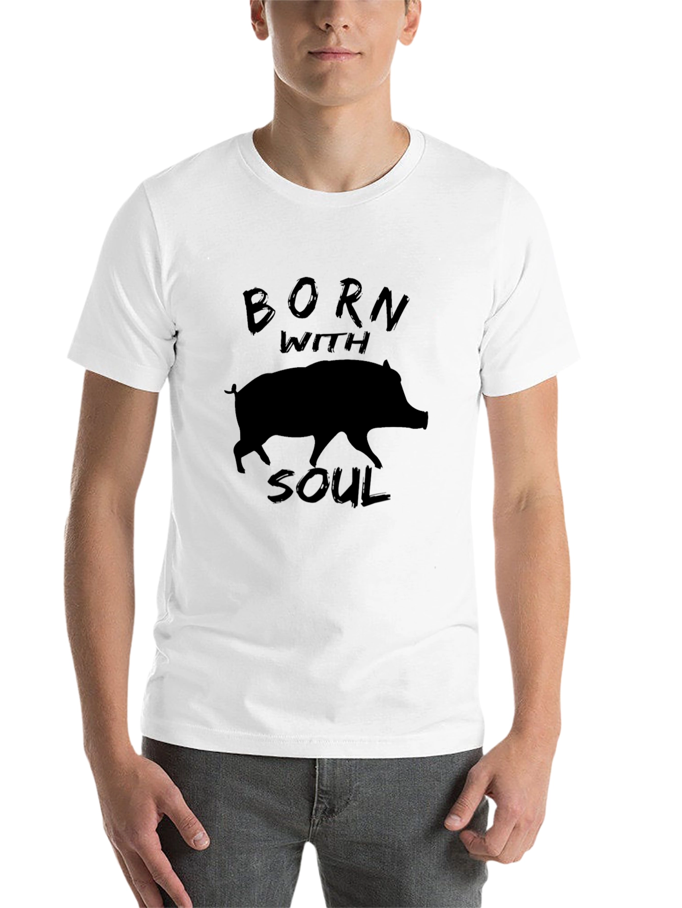 Black Born With Soul Hog Graphic Tee - Black view 14