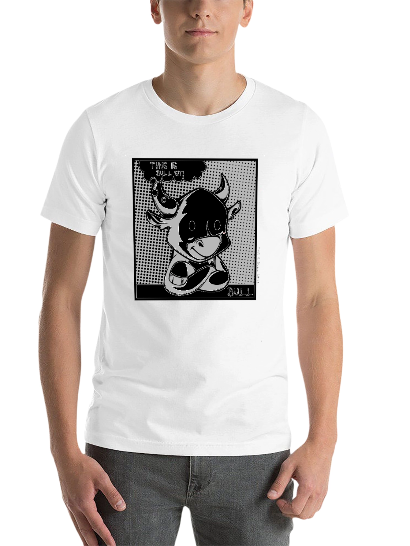 Black Cartoon Bull Graphic Tee - This is Bull Sit! view 14