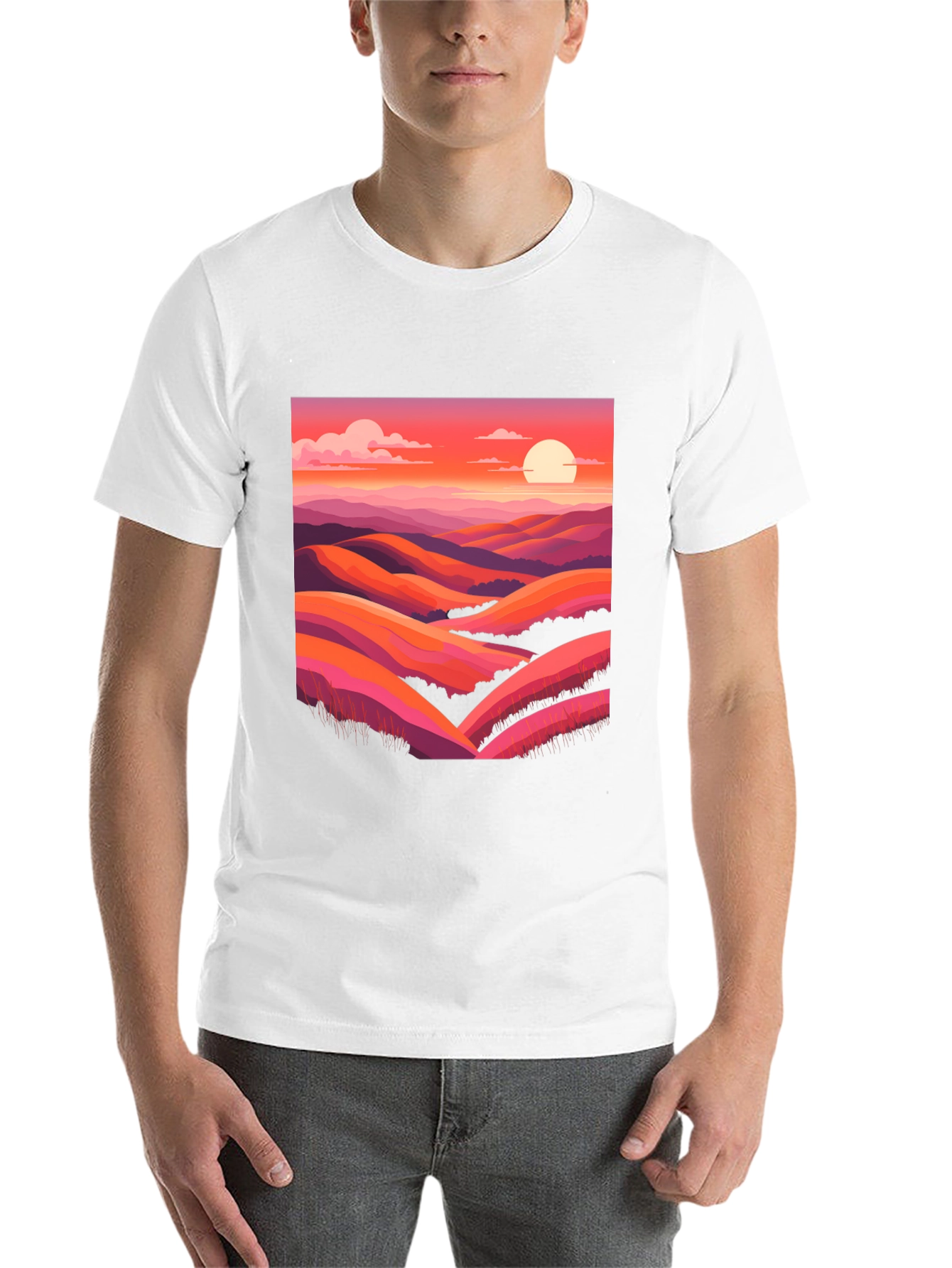 Black Sunset Hills Graphic Tee - Retro Landscape Shirt view 14