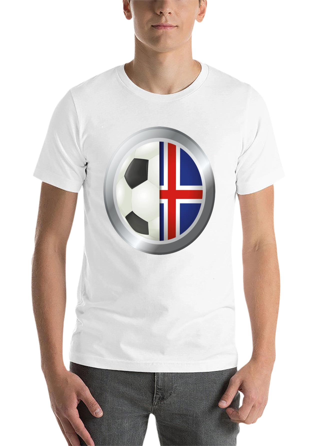 Black Iceland Flag Soccer Ball Graphic T-Shirt view 14