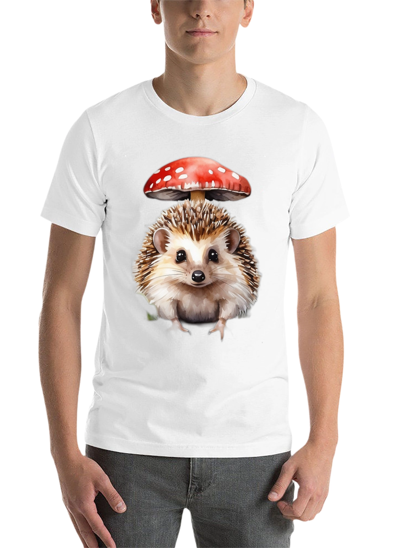 Black Hedgehog Mushroom Graphic Tee - Nature Lover's Shirt view 14