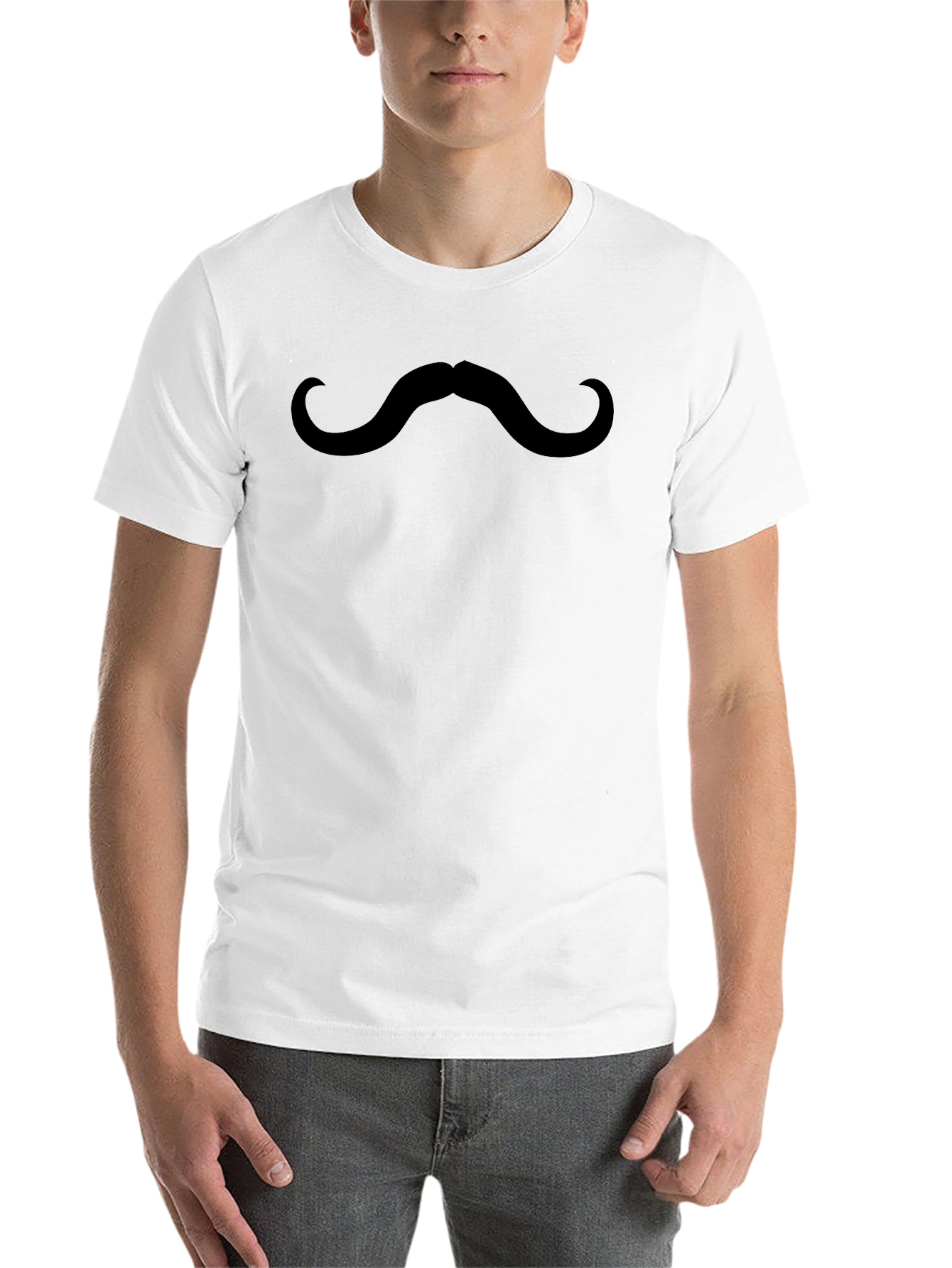 Black Funny Mustache Graphic Tee - Unisex Casual Shirt view 14
