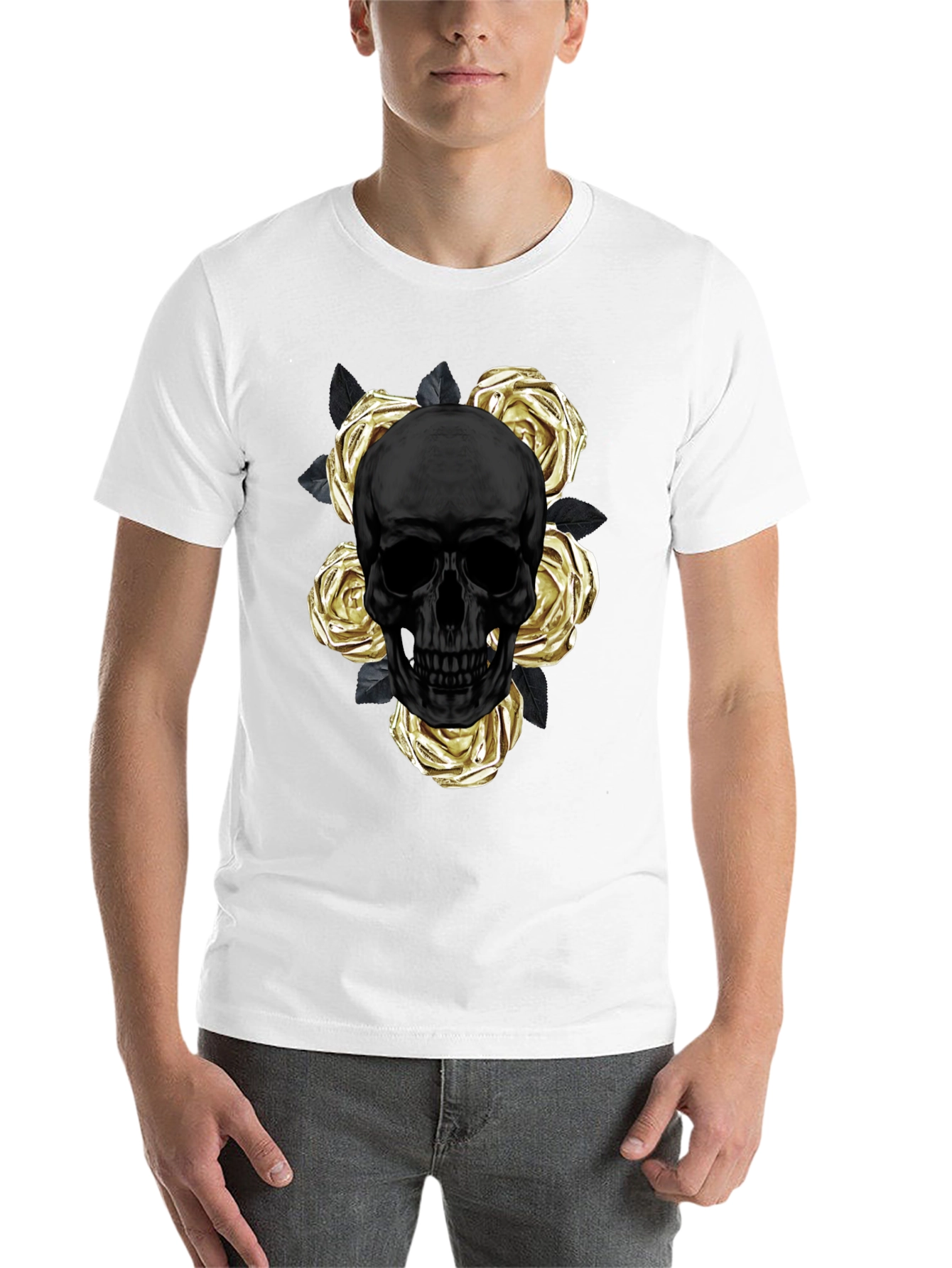 Black Skull & Roses Graphic Tee - Modern Style view 14