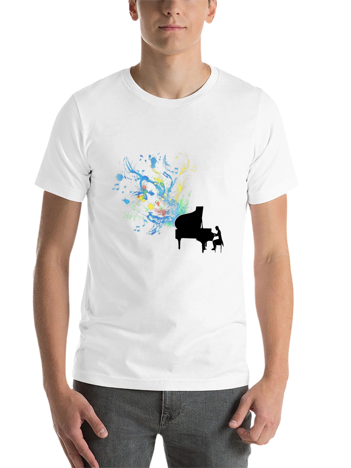 Black Abstract Piano Art Black T-Shirt view 14