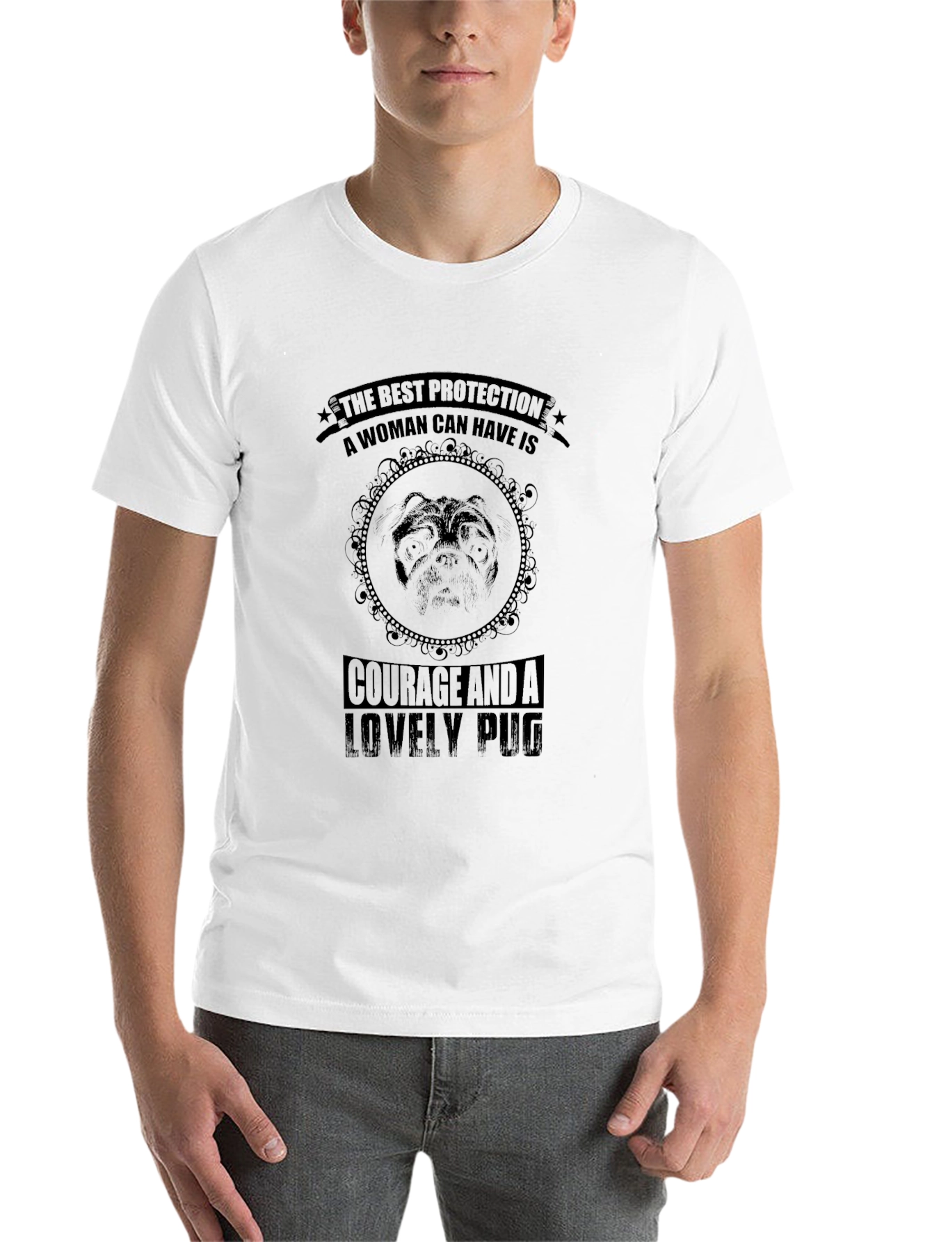 Black Courageous Pug T-Shirt - Best Protection view 14