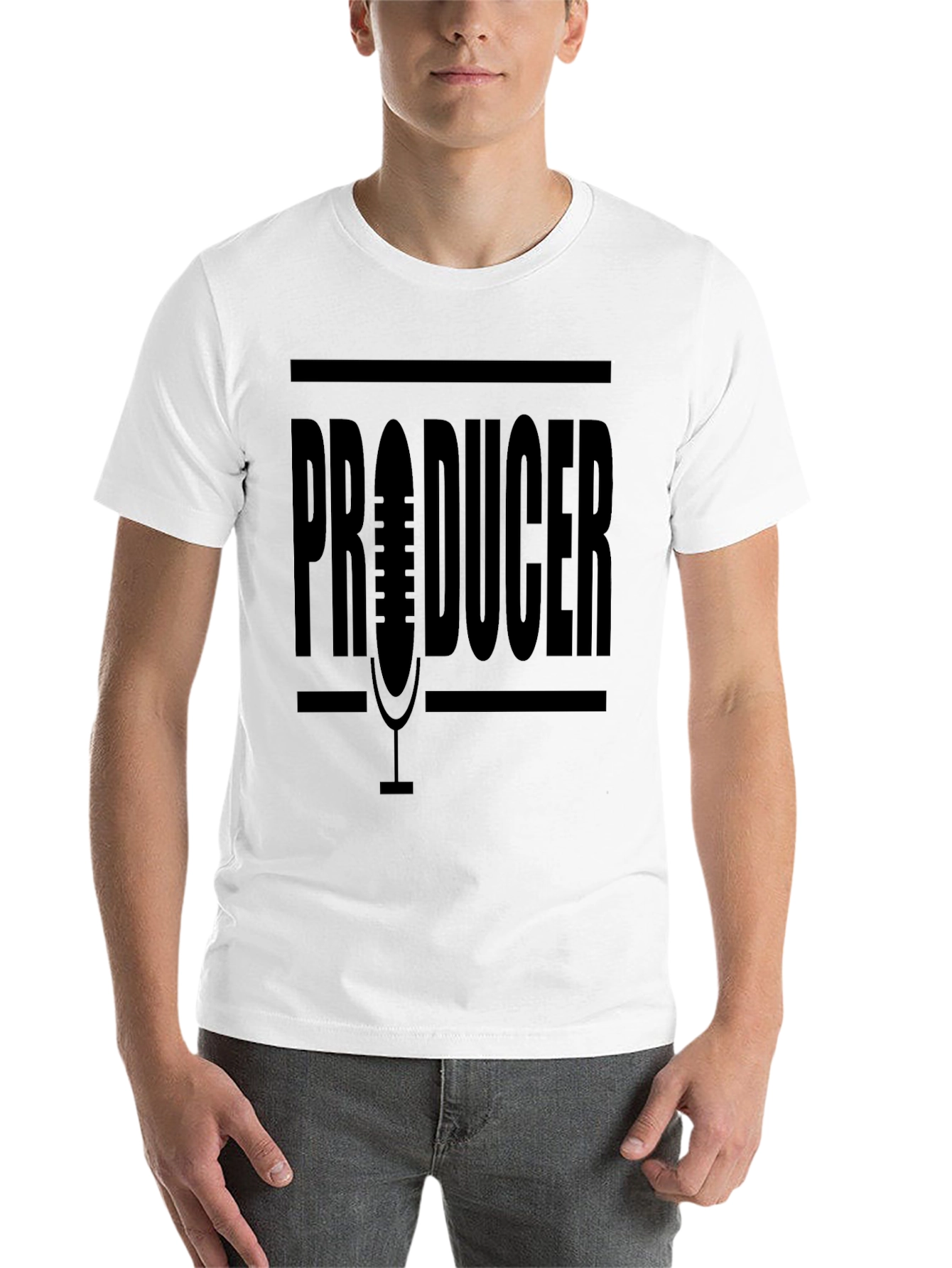 Black Producer Microphone Graphic Black T-Shirt view 14