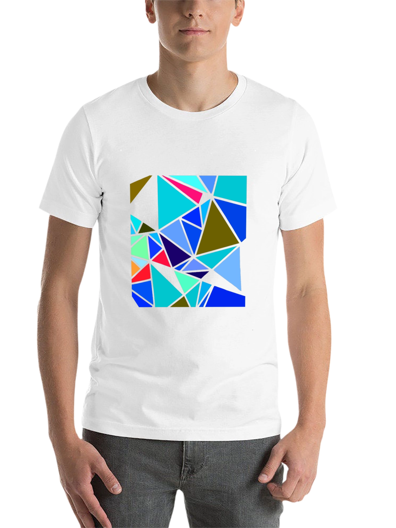 Black Abstract Geometric Triangle T-Shirt view 14