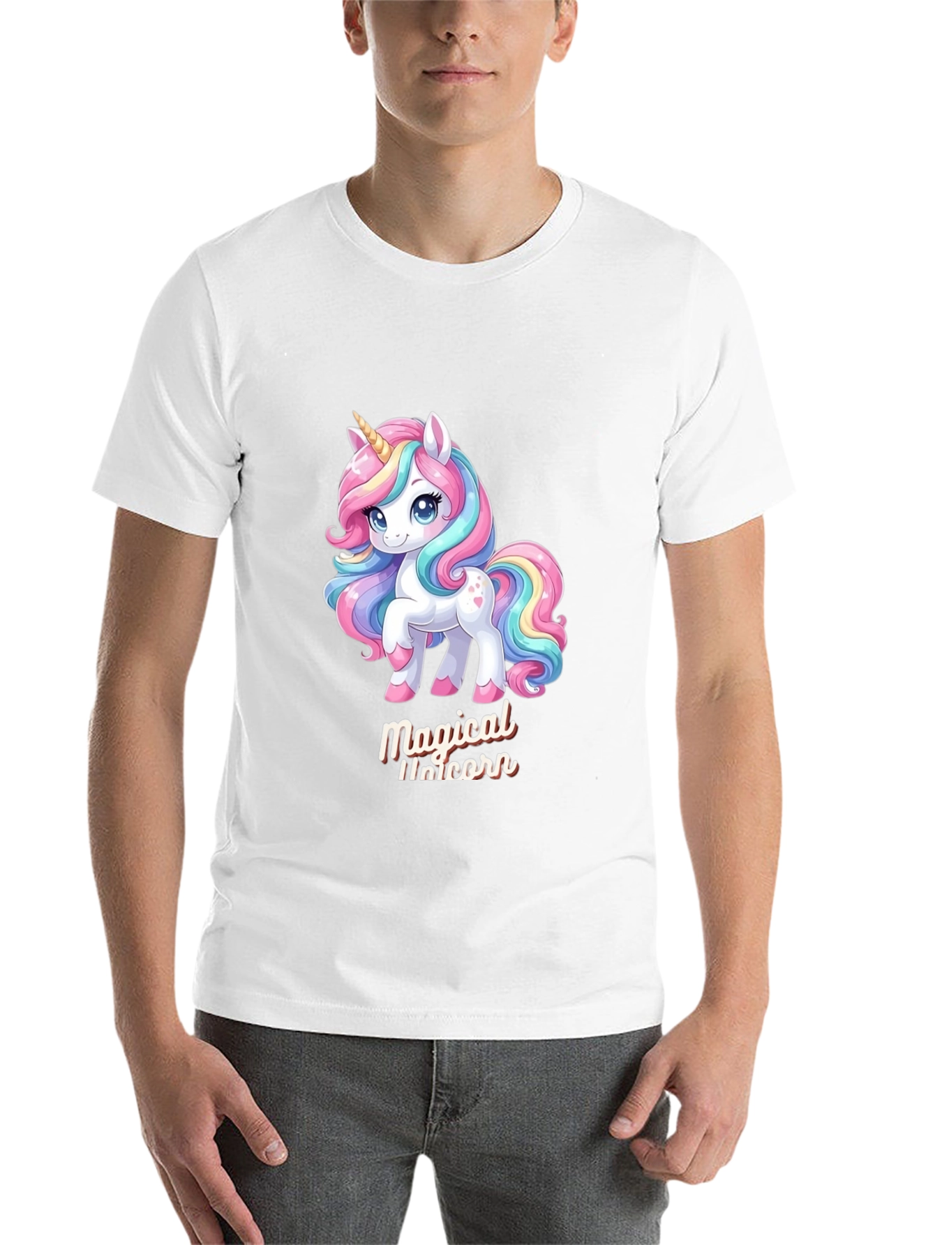 Black Magical Unicorn Graphic Tee - Black Cotton Comfort view 14