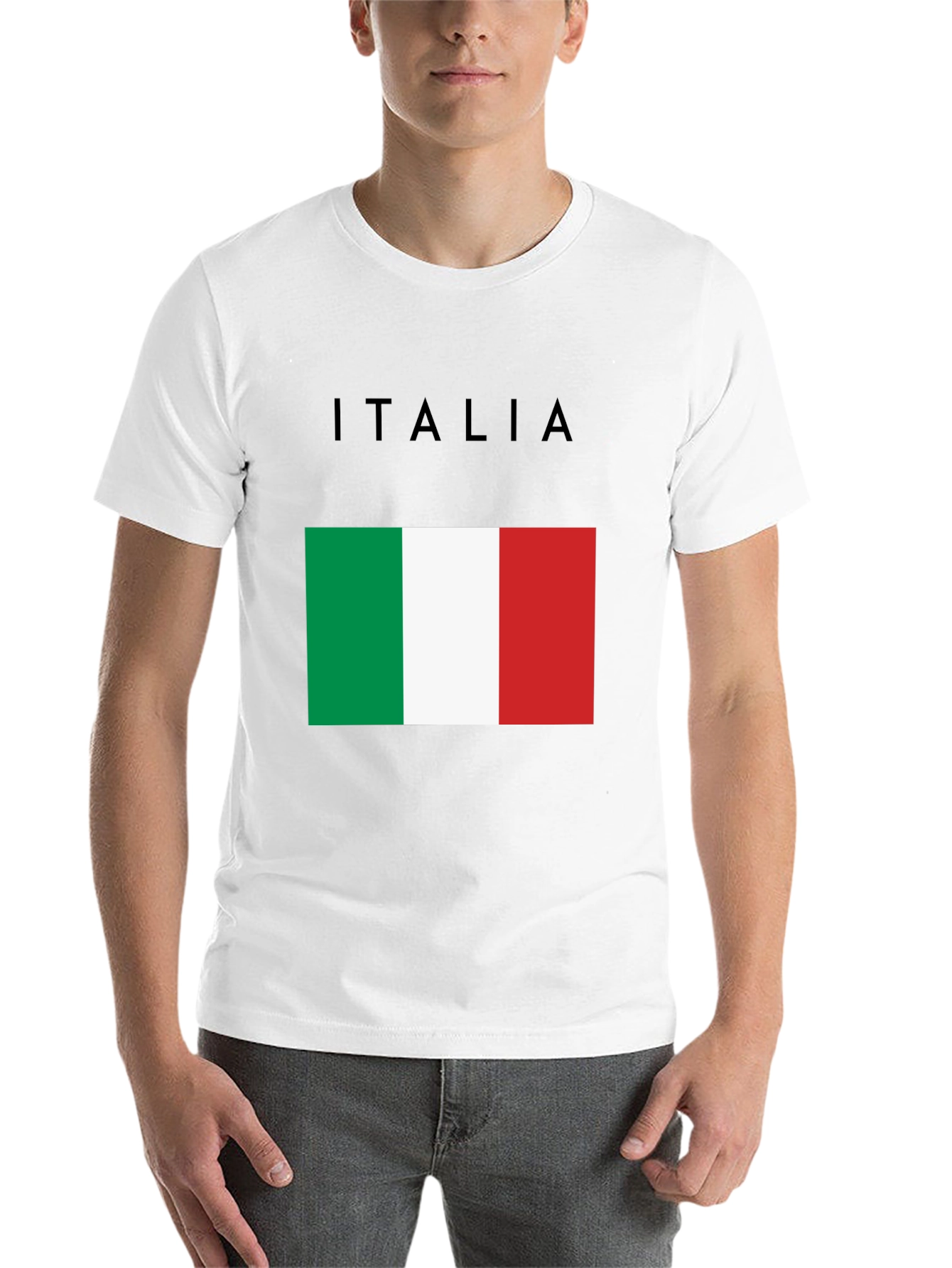 Black Italy Flag Graphic T-Shirt - Black Casual Tee view 14