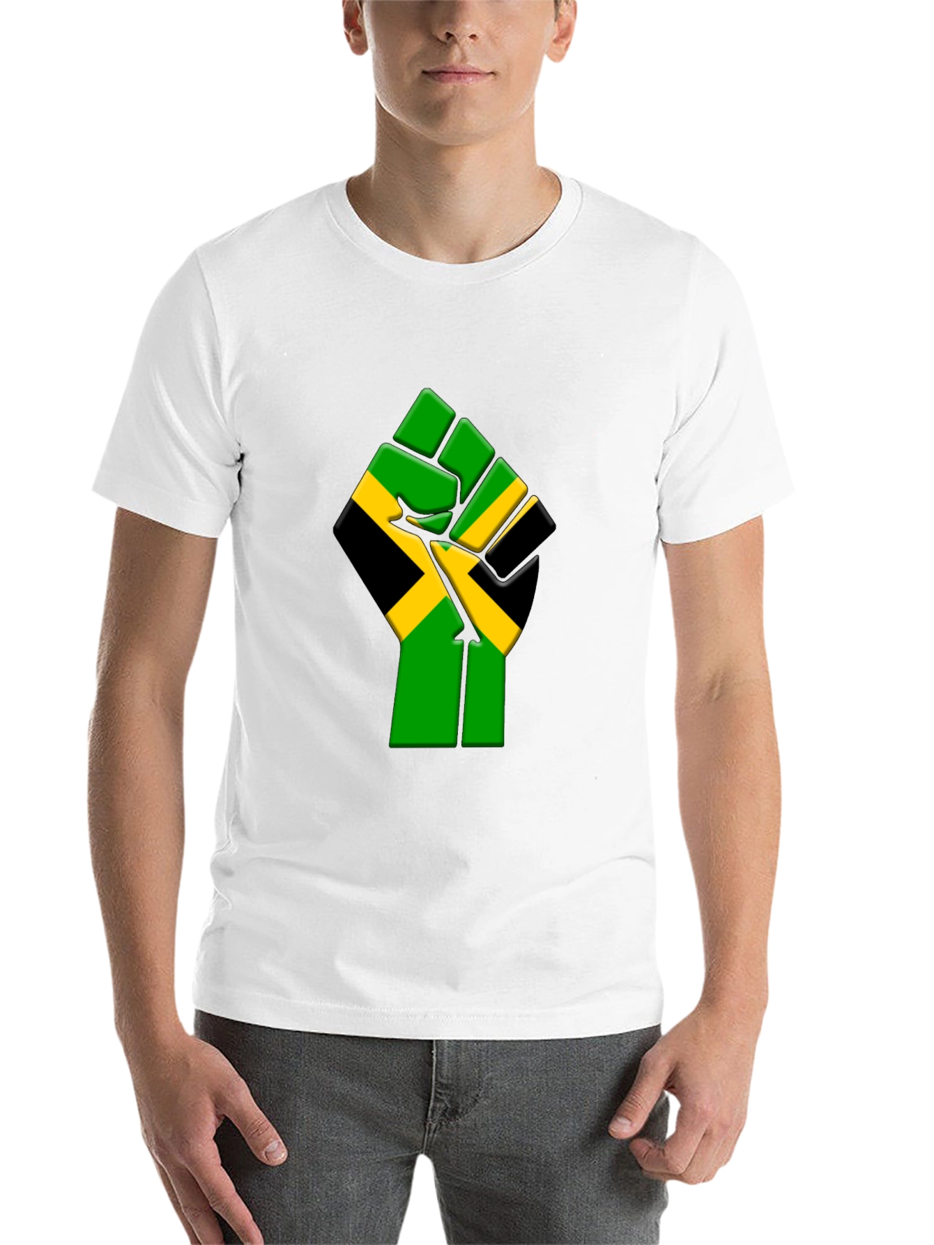 Black Jamaica Flag Fist Graphic T-Shirt - Black view 14
