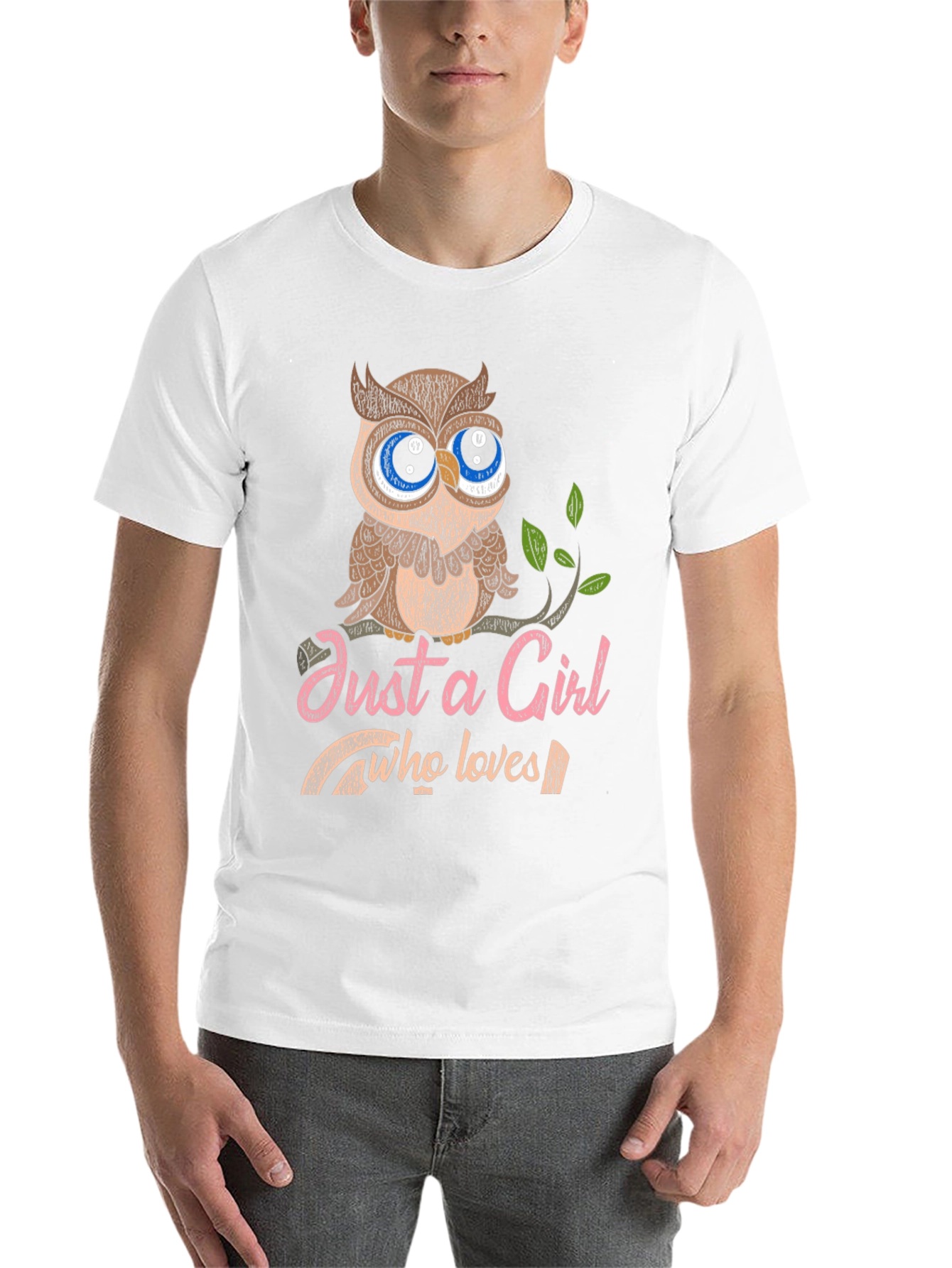 Black Just a Girl Who Loves Owls Graphic T-Shirt view 14