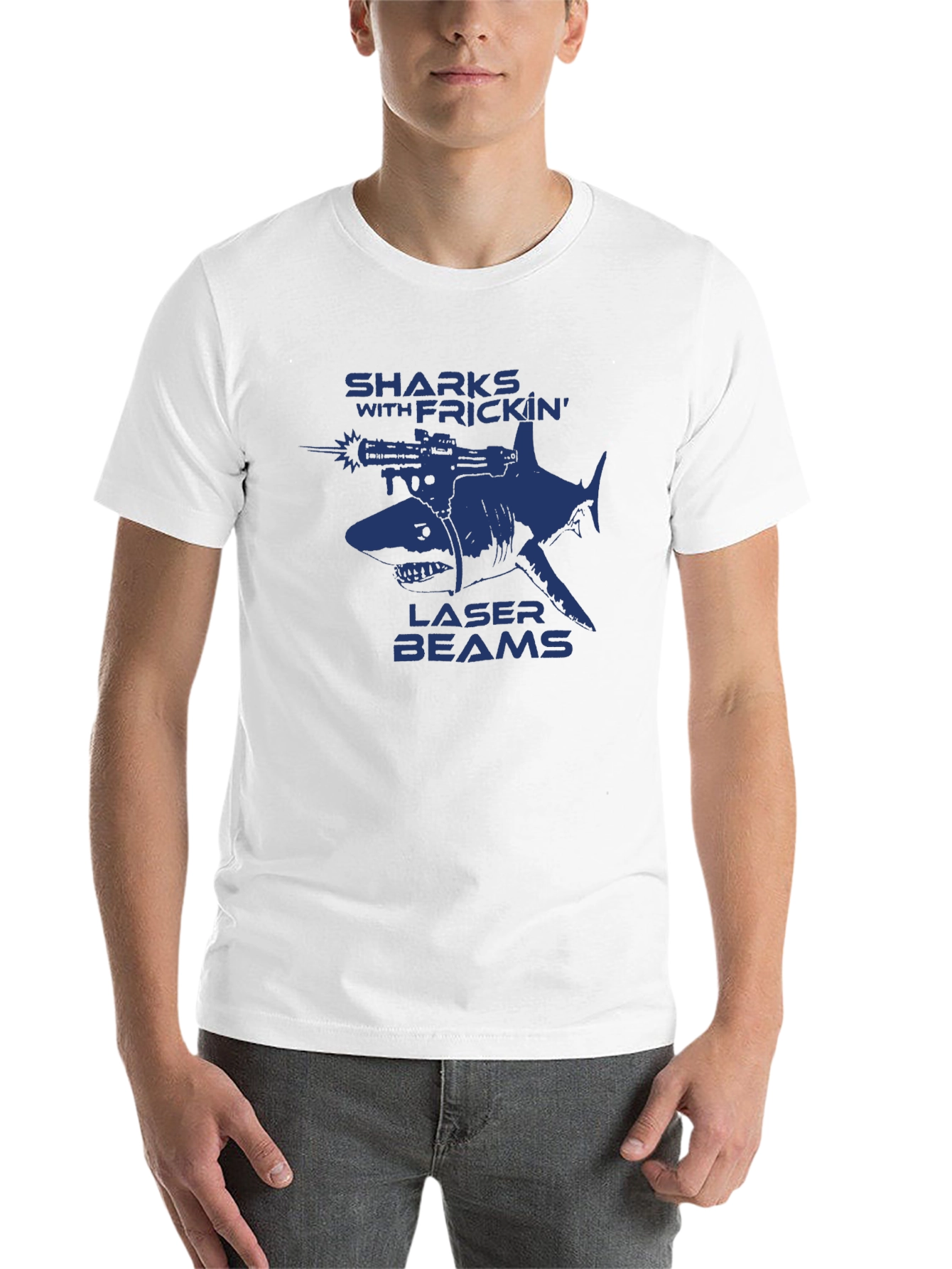 Black Sharks With Frickin' Laser Beams Graphic T-Shirt view 14