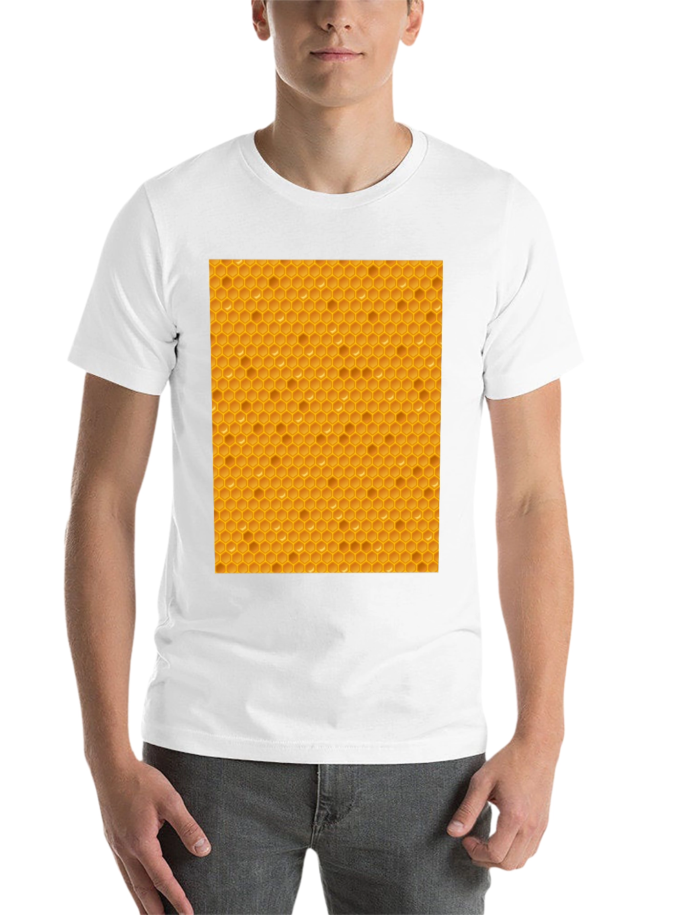 Black Honeycomb Patterned T-Shirt - Unique Honeycomb Design view 14
