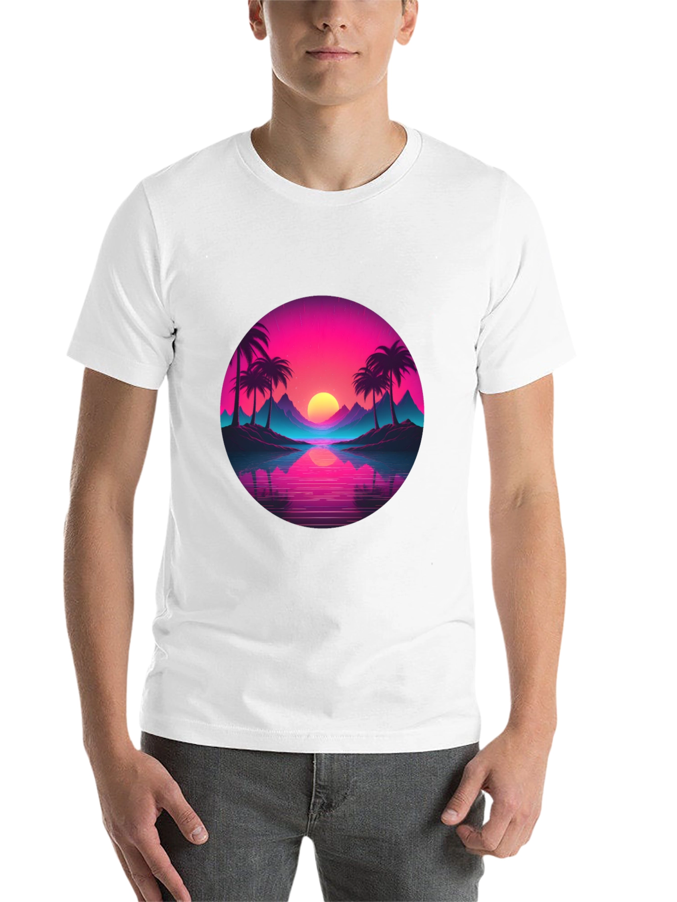 Black Retro Sunset Palm T-Shirt - Vibrant Graphic Tee view 14