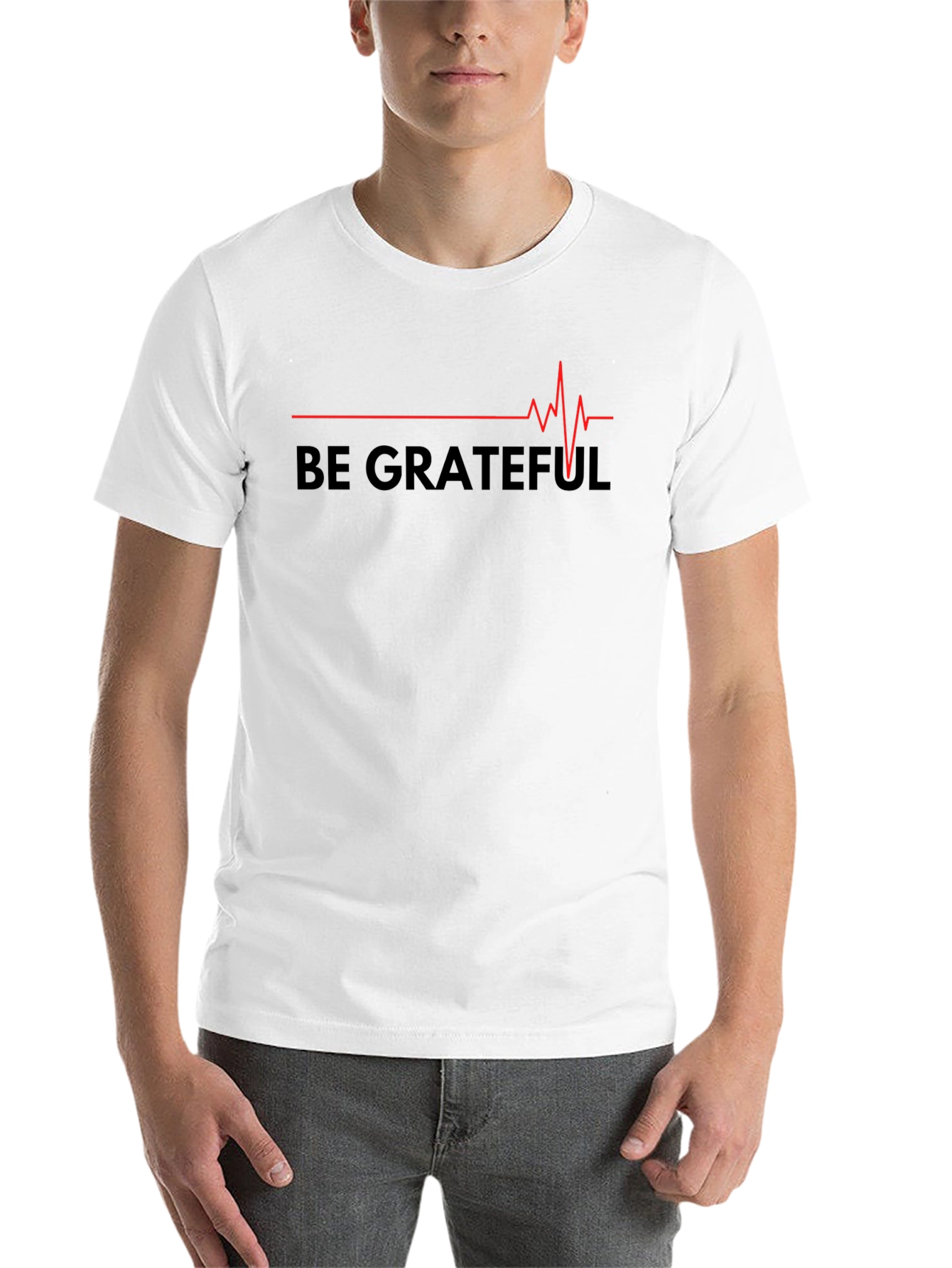 Black Be Grateful T-Shirt - Heartbeat Graphic view 14