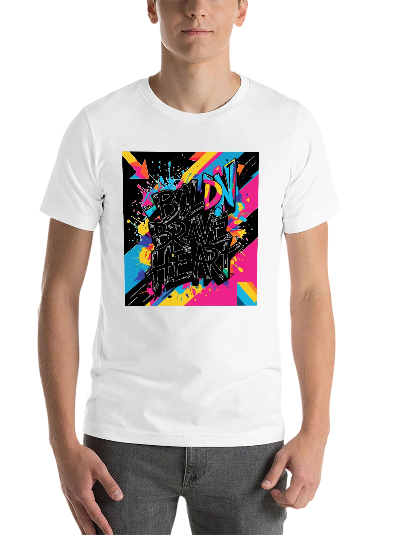 Black Bold Brave Heart Graphic Tee - Black view 14