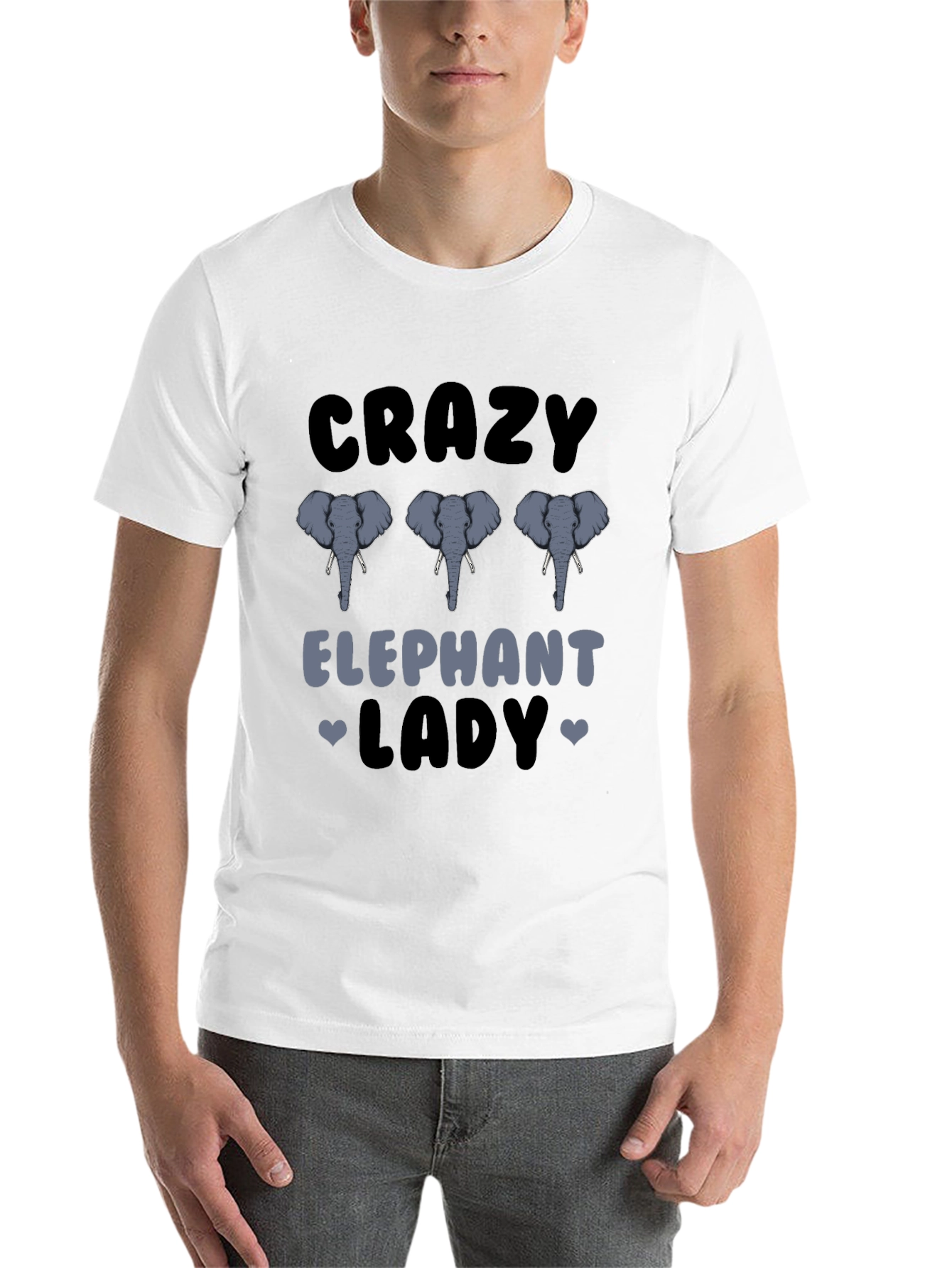 Black Crazy Elephant Lady Graphic T-Shirt view 14