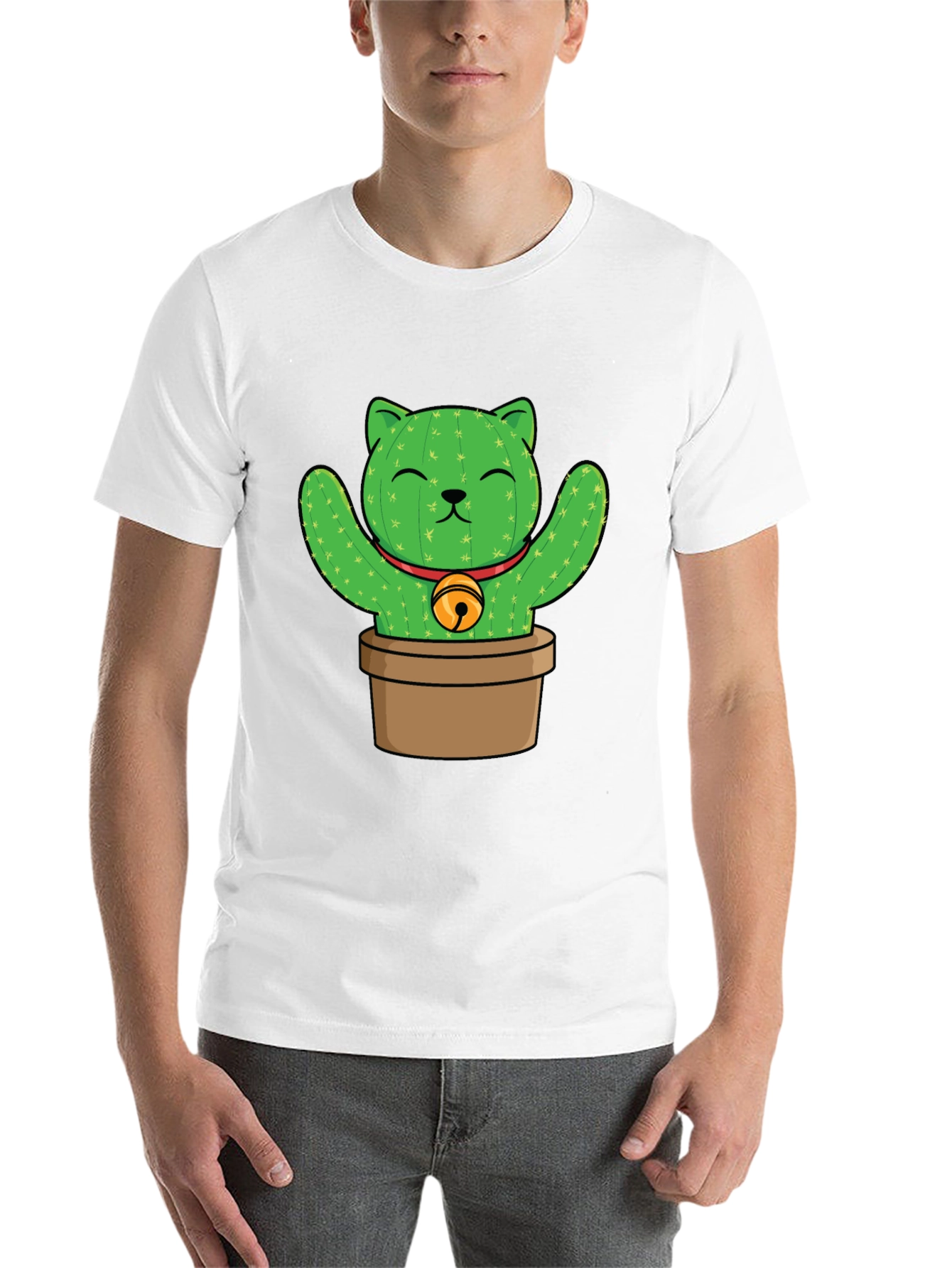 Black Cactus Cat T-Shirt - Funny Plant Lover Tee view 14