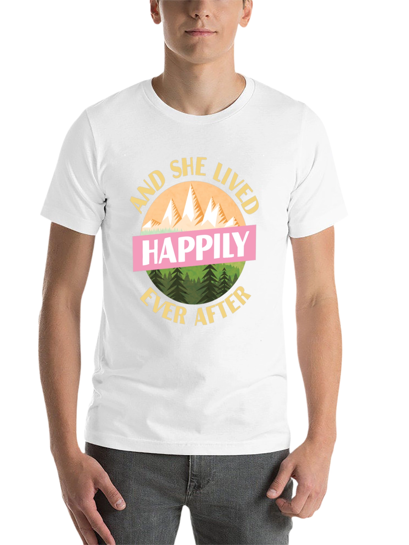 Black Happily Ever After Graphic Tee - Mountain Design T-Shirt view 14