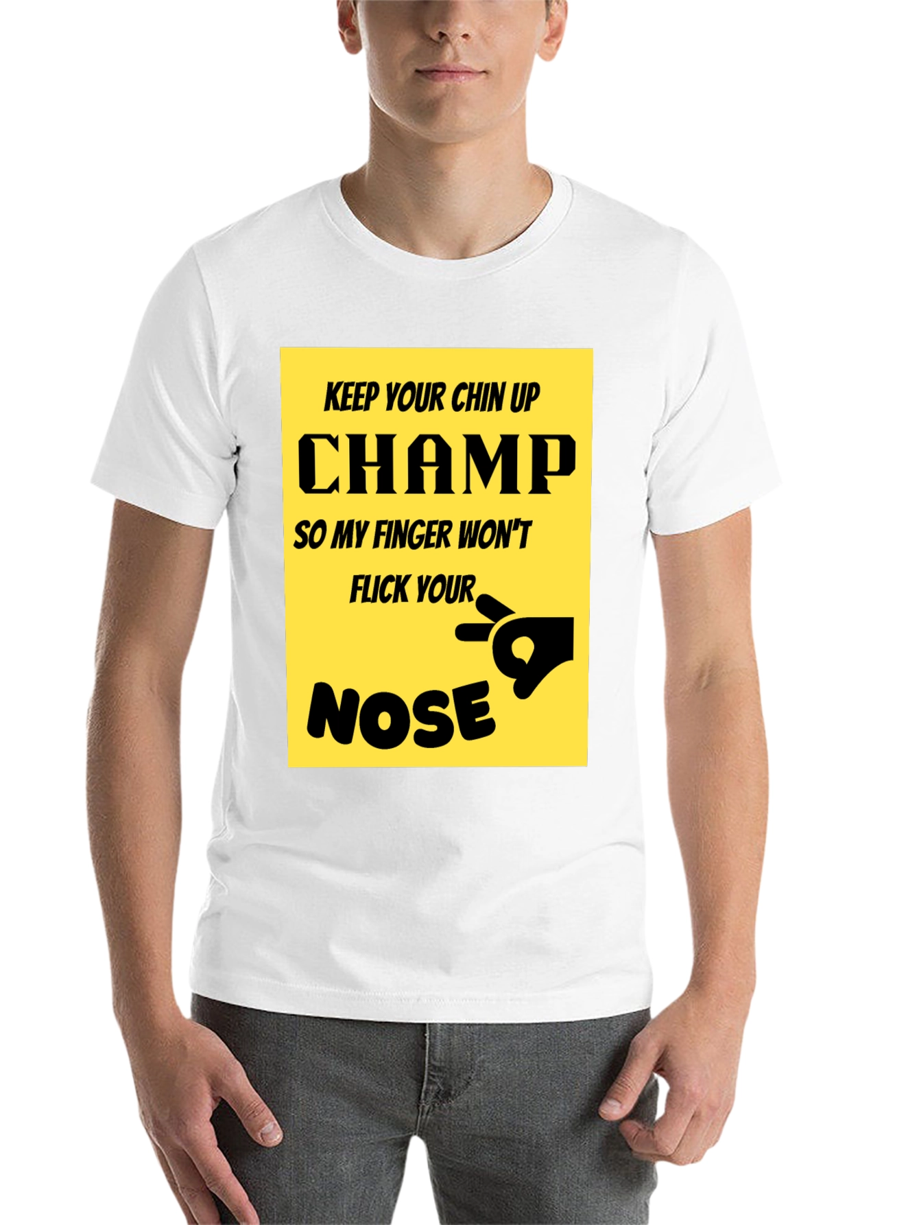 Black Keep Your Chin Up Champ T-Shirt Funny Novelty Tee view 14