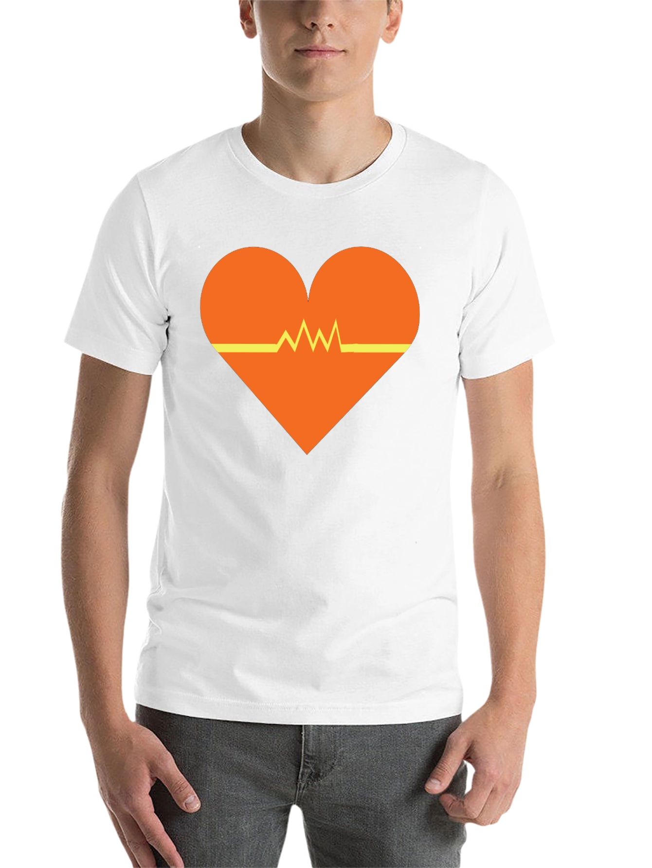 Black Heartbeat Heart Graphic Tee - Black Unisex T-Shirt view 14