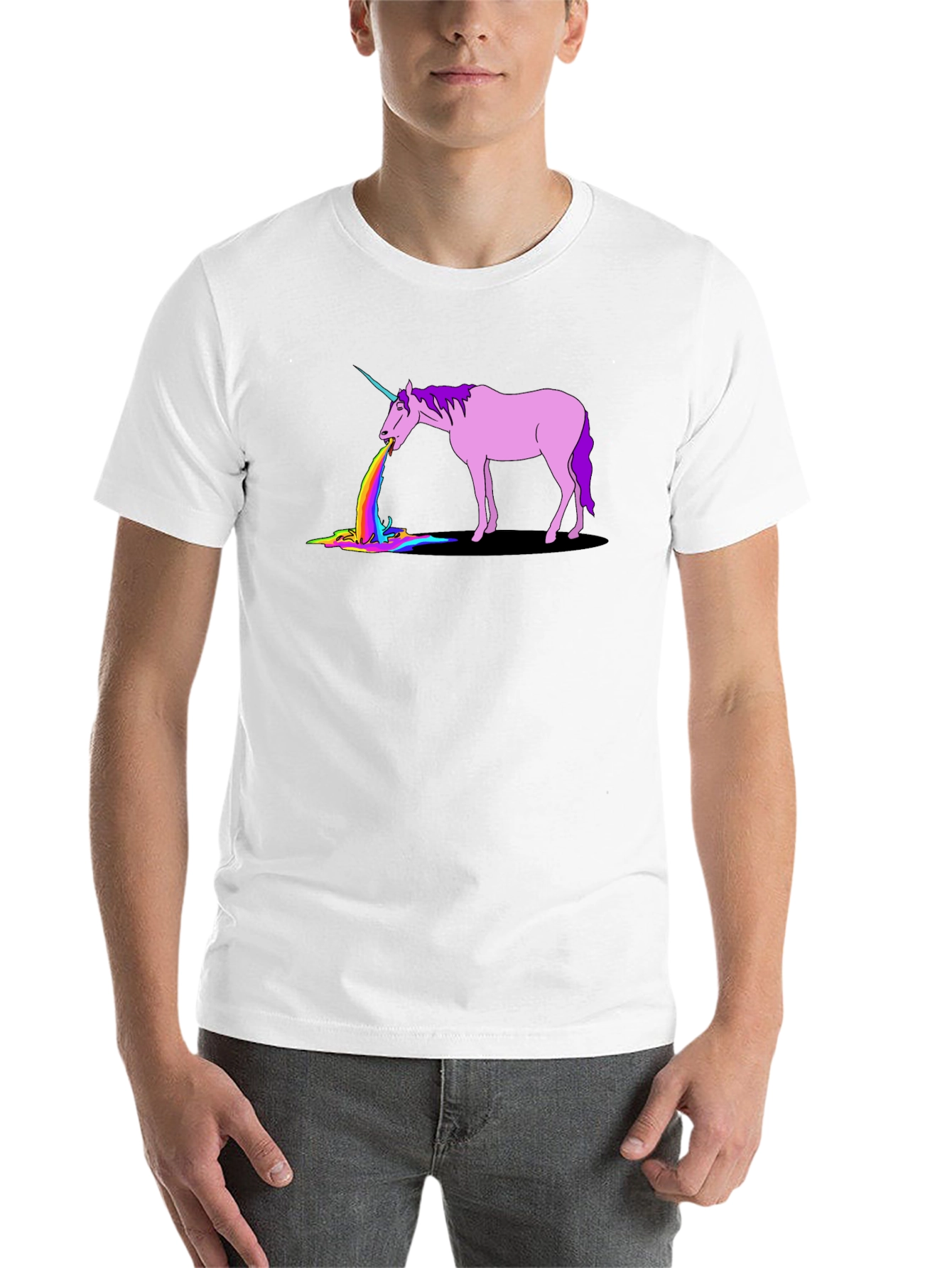 Black Unicorn Rainbow Puke Graphic T-Shirt view 14