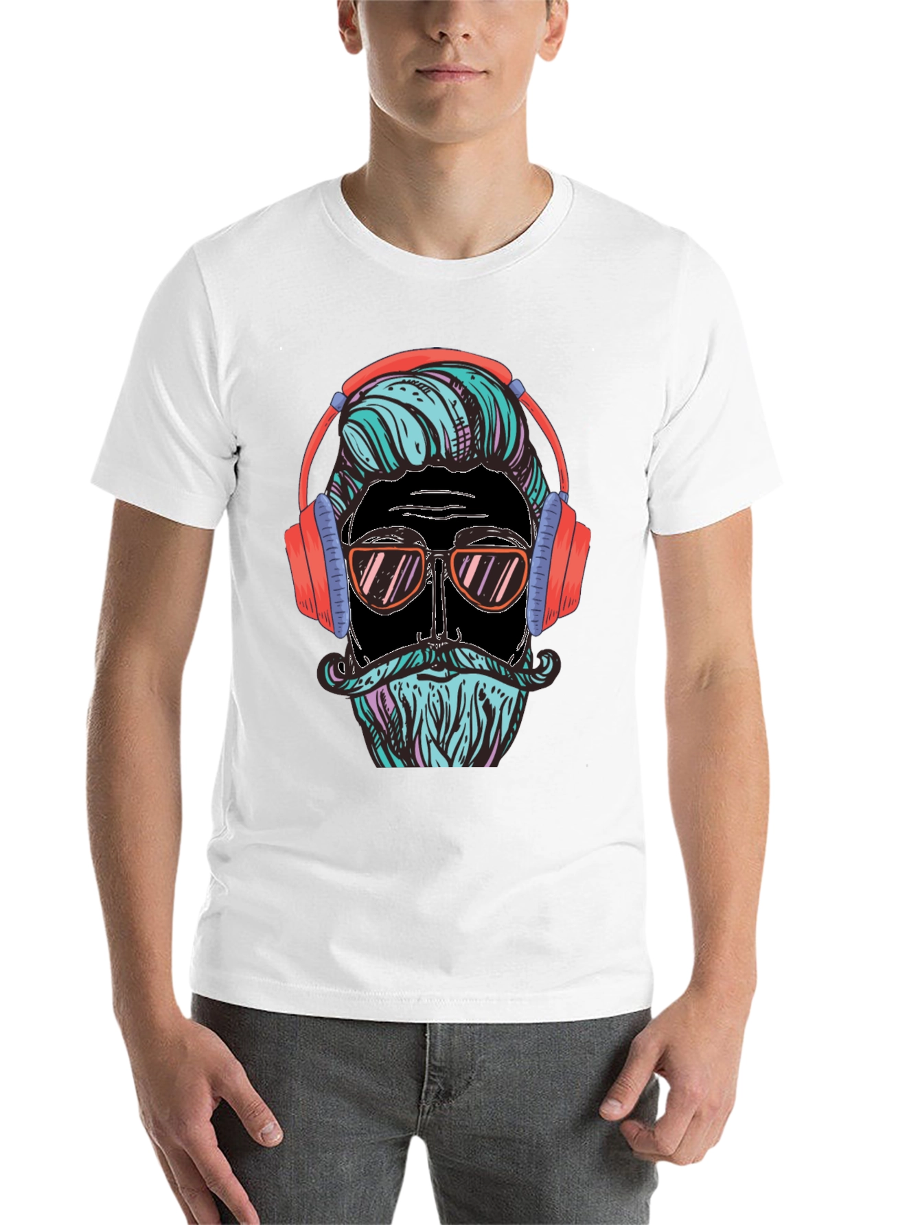 Black Cool Hipster Graphic Tee view 14