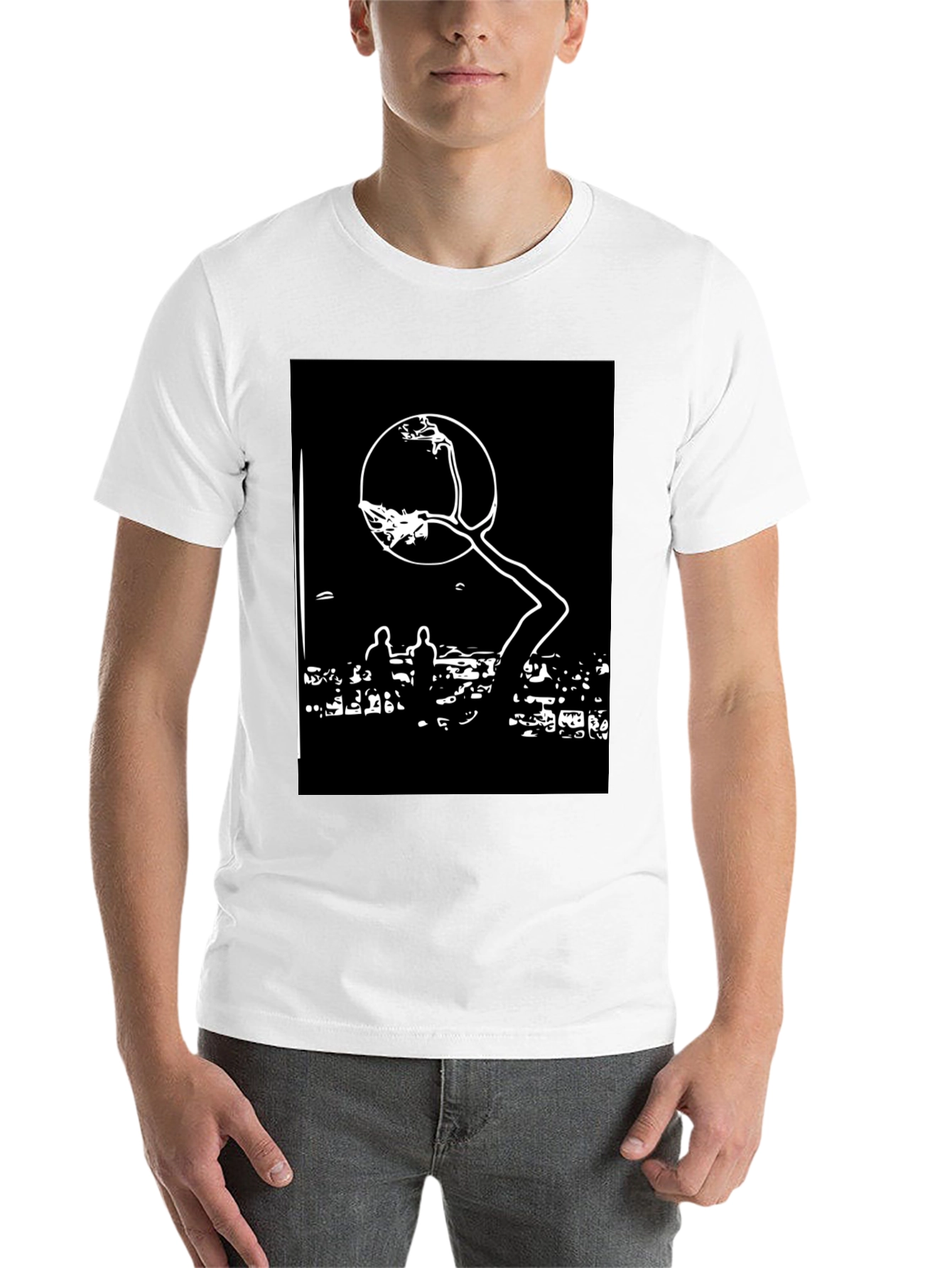 Black Abstract Art Tee: Urban Silhouette T-Shirt view 14