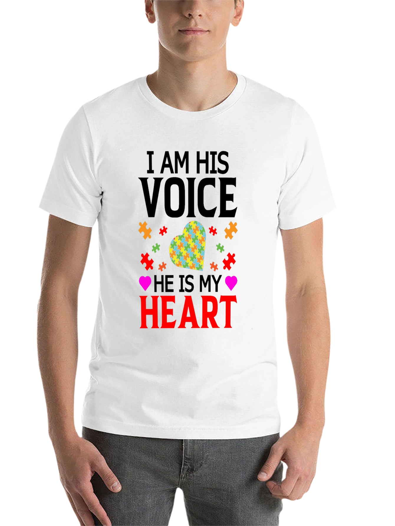 Black Autism Awareness T-Shirt - I Am His Voice view 14