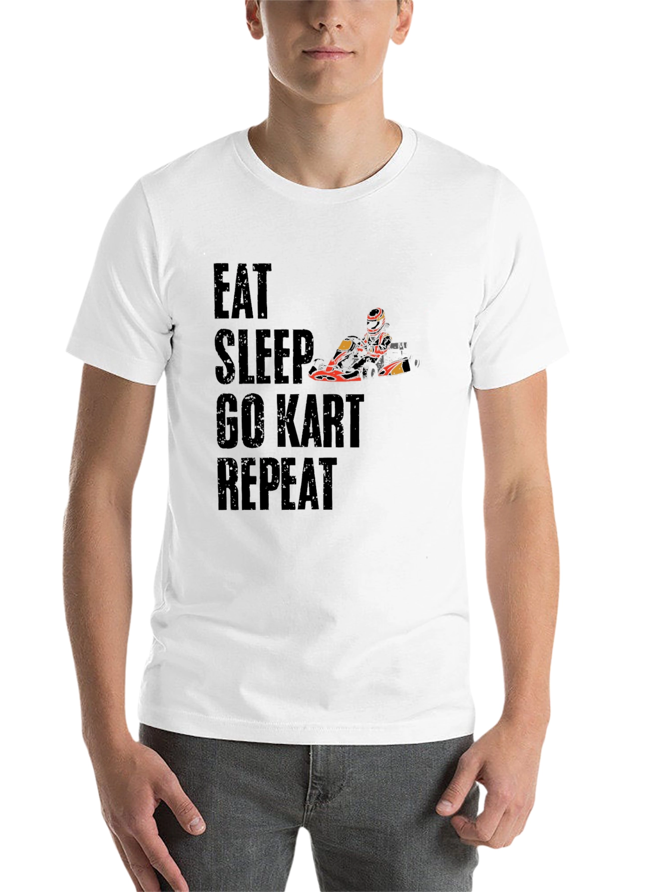 Black Eat Sleep Go Kart Repeat Graphic T-Shirt view 14