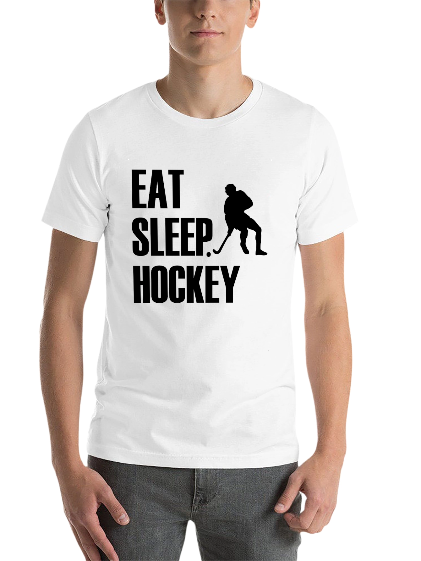 Black Eat Sleep Hockey T-Shirt Funny Sports Tee view 14
