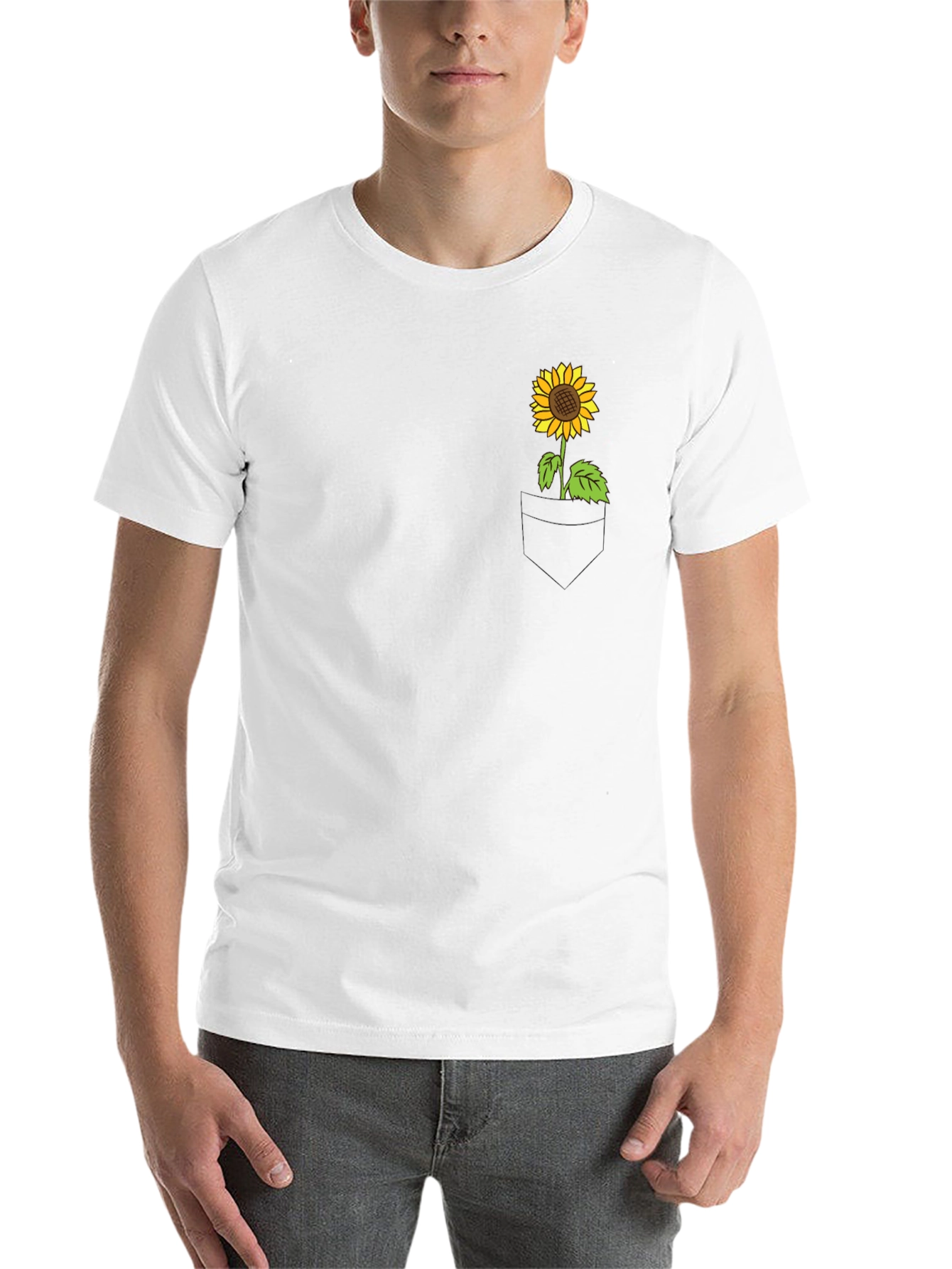 Black Sunflower Pocket Graphic Tee - Casual Black T-Shirt view 14