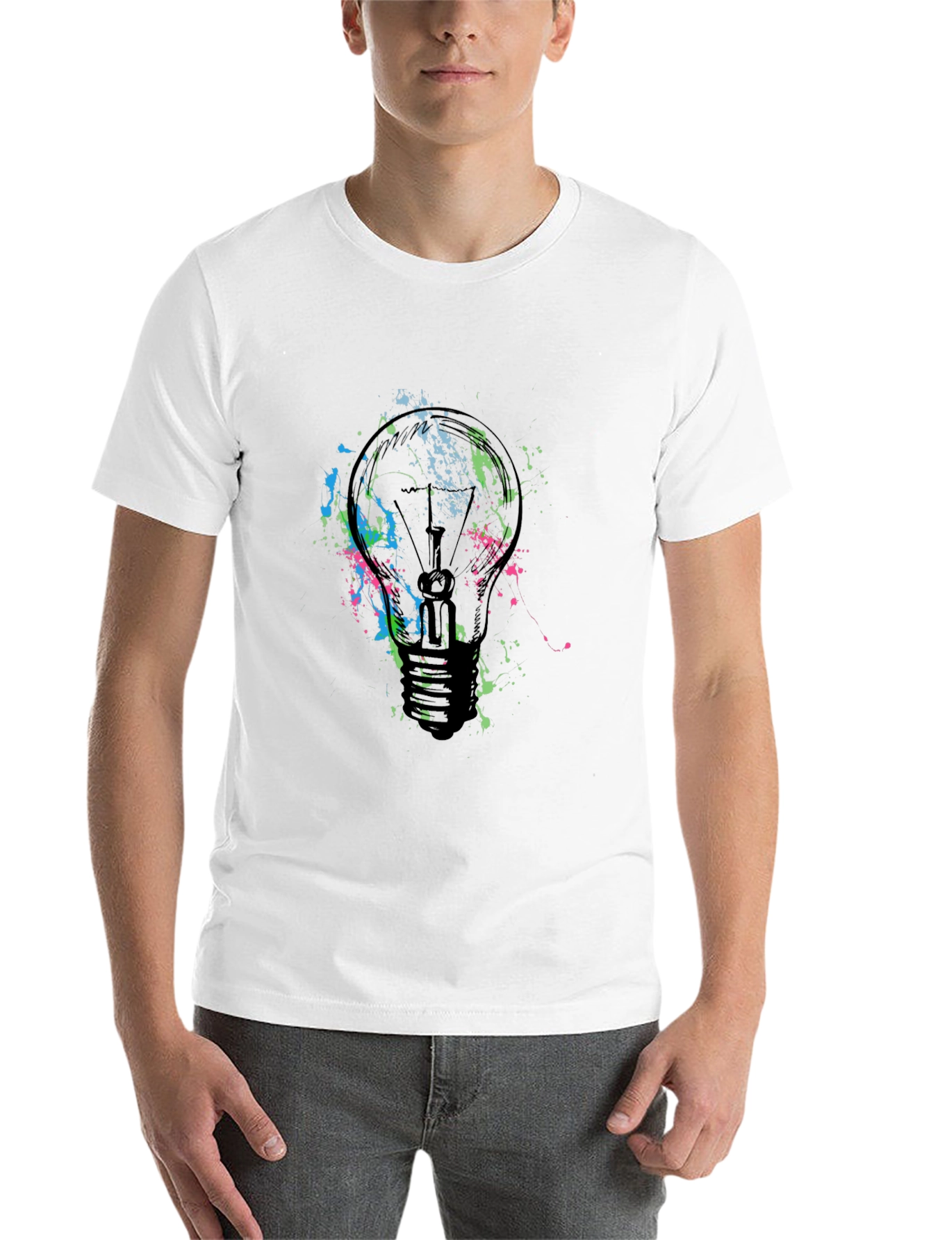 Black Abstract Light Bulb Graphic T-Shirt view 14