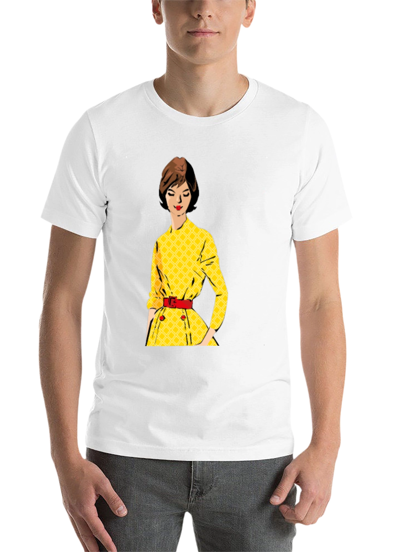 Black Retro Yellow Dress T-Shirt view 14