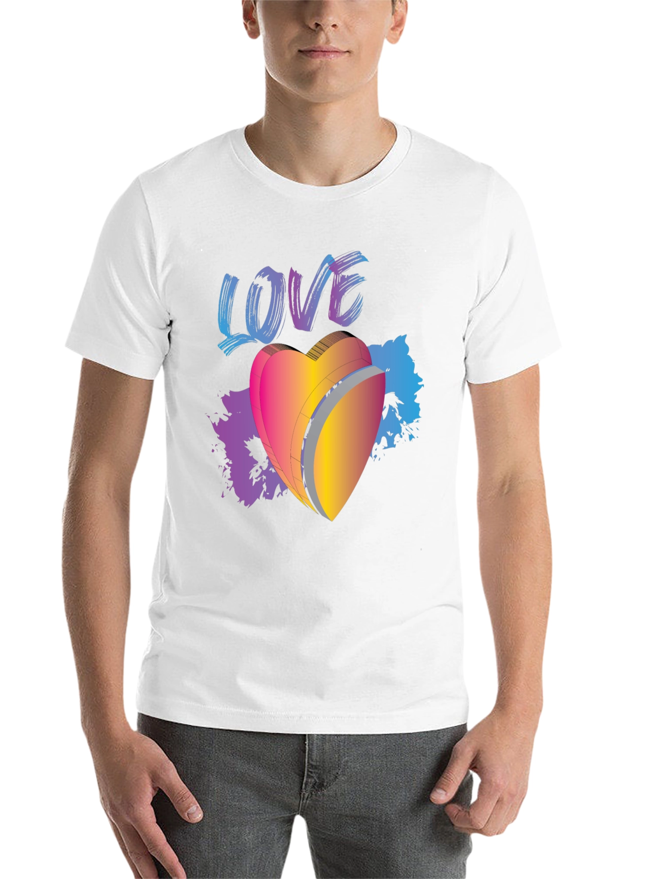 Black Love Heart Graphic Black T-Shirt view 14