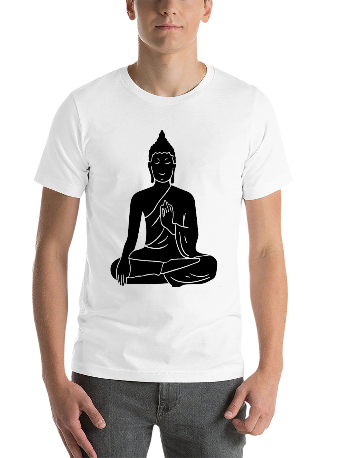Black Buddha Silhouette Graphic T-Shirt - Relaxed Fit view 14