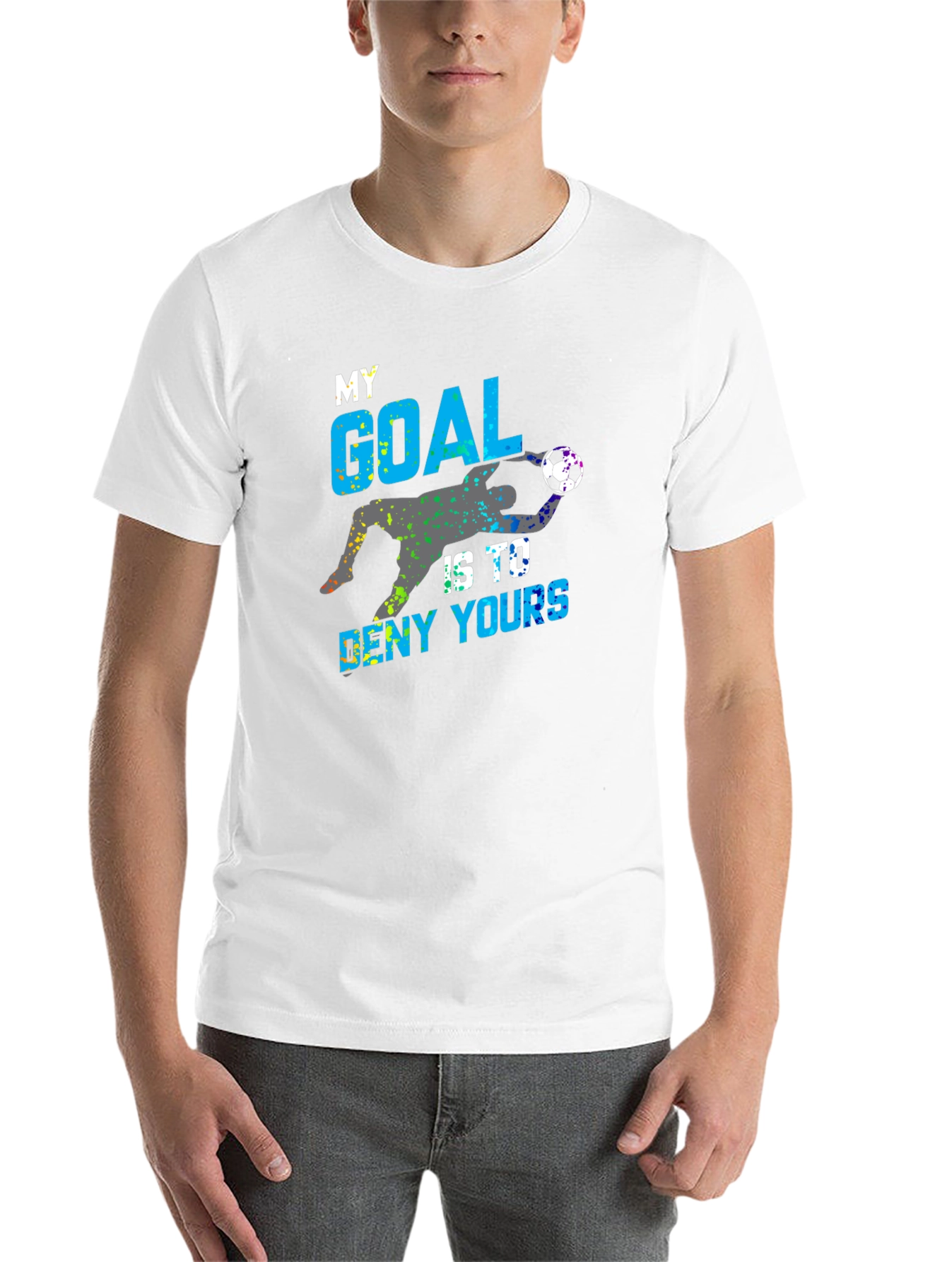 Black Goalie T-Shirt: My Goal Is To Deny Yours Soccer Tee view 14