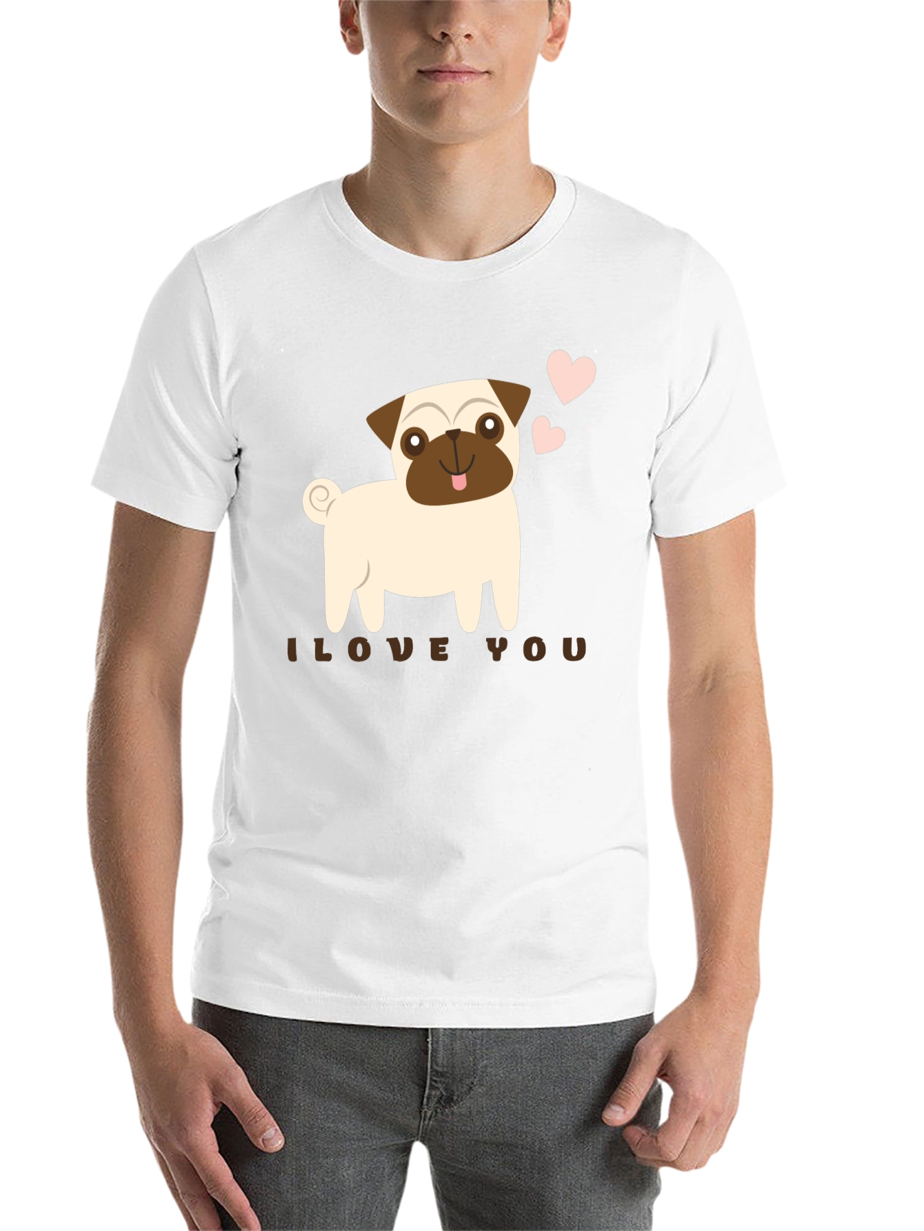 Black I Love You Pug Graphic Tee - Black view 14