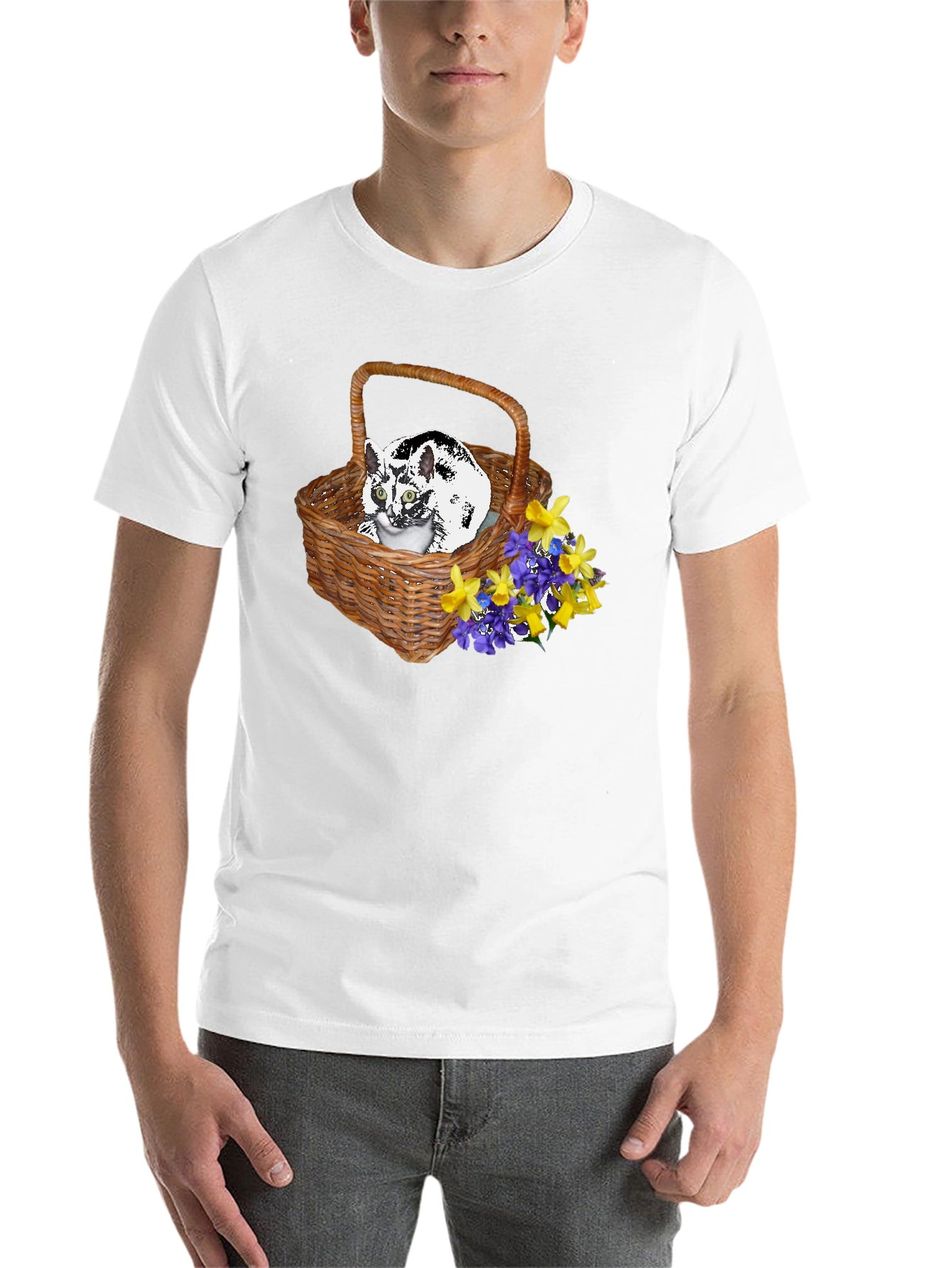 Black Cat in Basket Tee - Floral Accent view 14