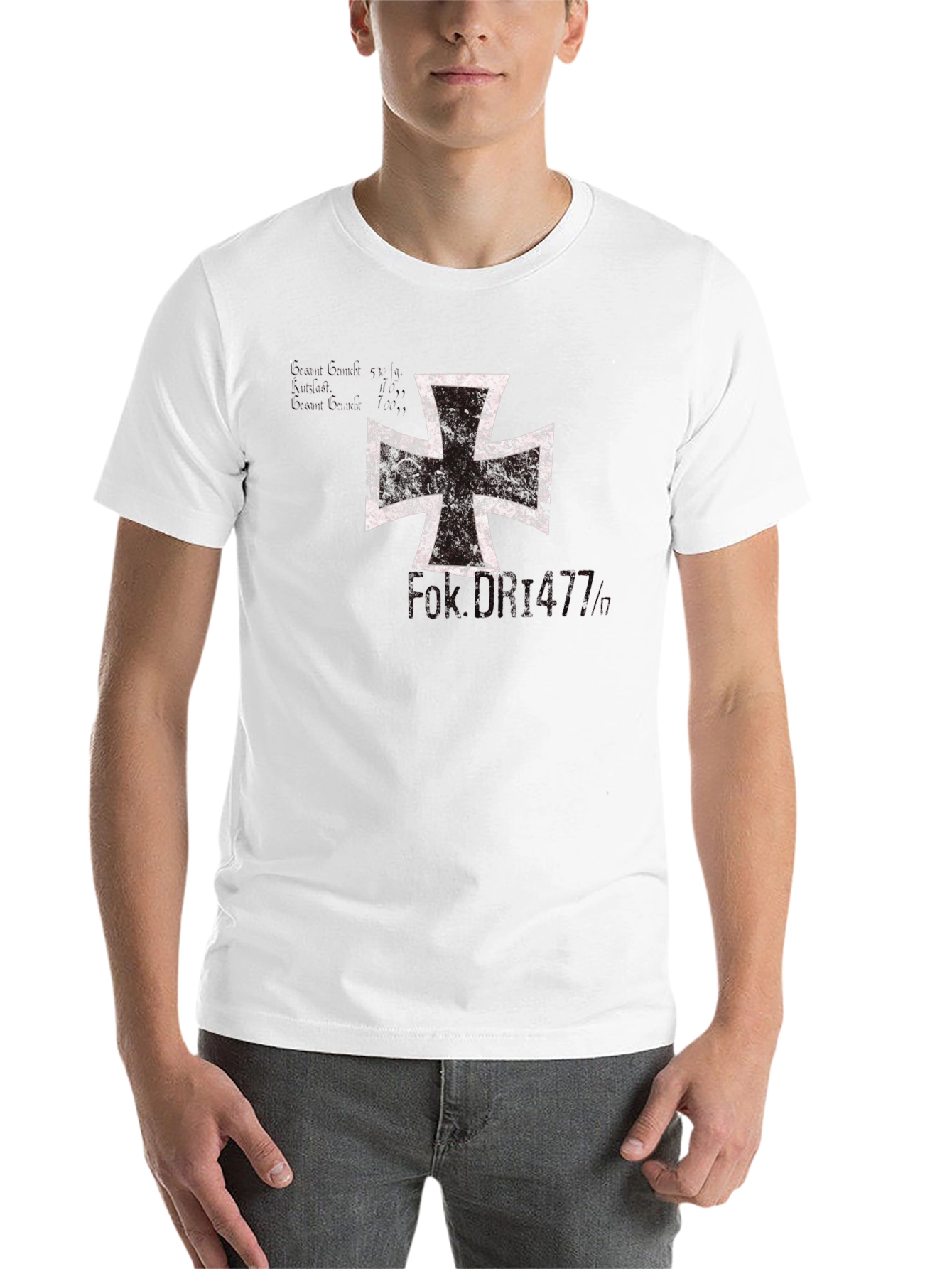 Black Vintage Iron Cross Graphic T-Shirt view 14