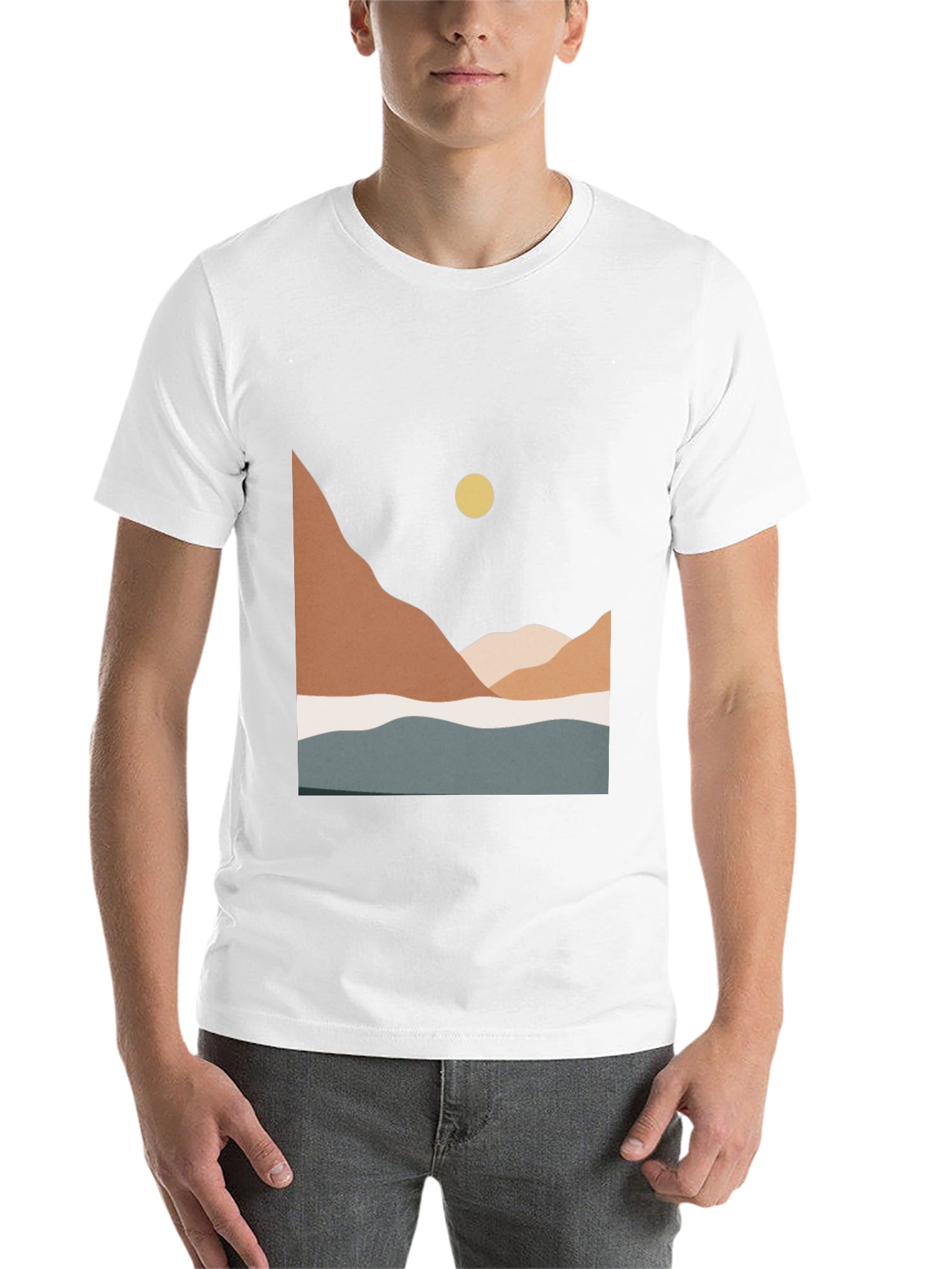 Black Minimalist Mountain Scene Graphic Tee view 14